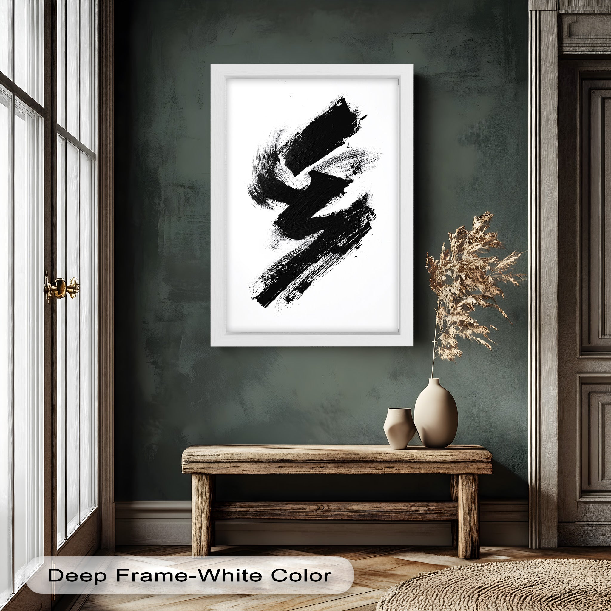 Black Brushstroke Abstract Oil Painting - Modern Wall Art for Living Room, Bedroom & Office Decor