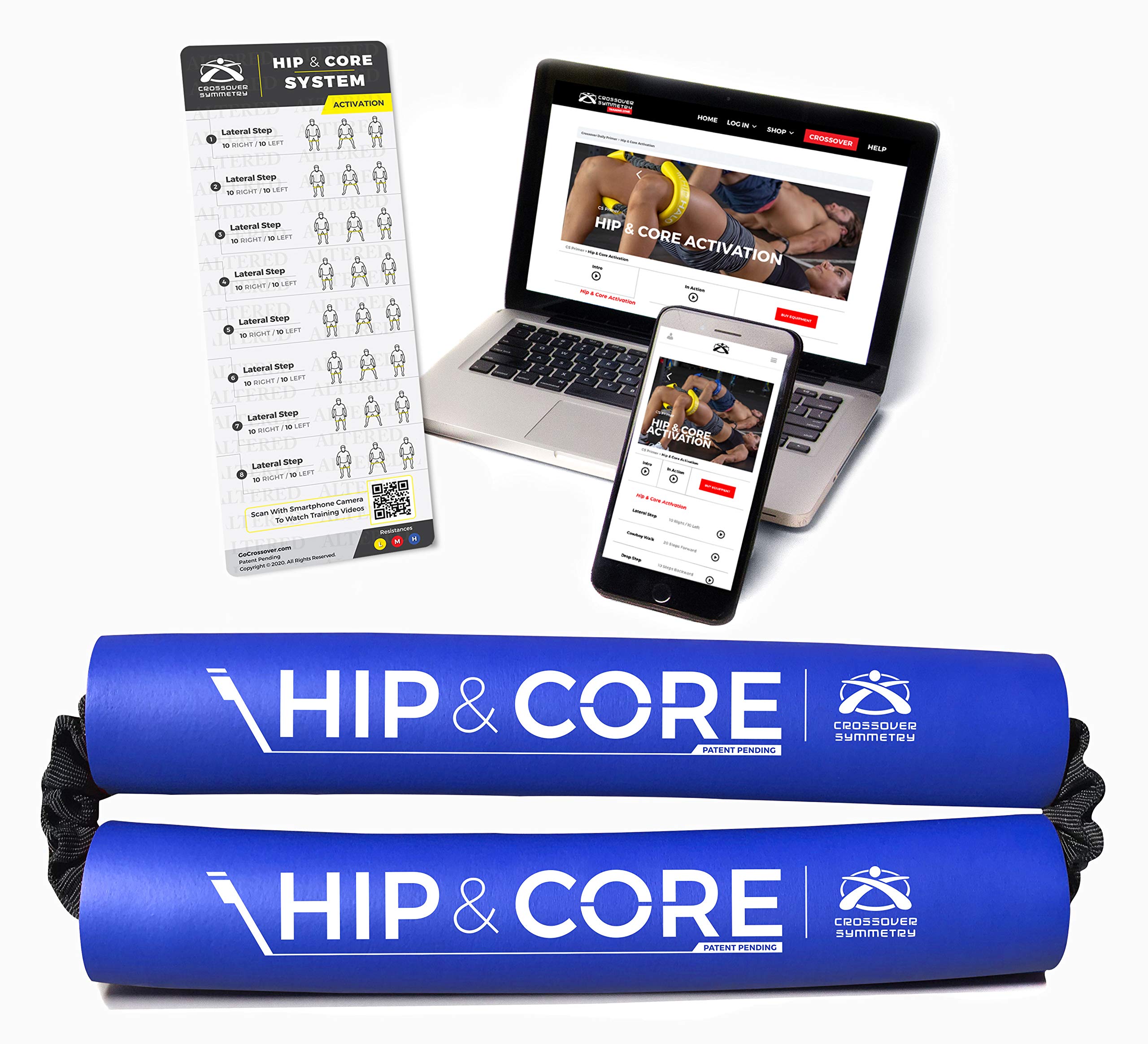 Crossover Symmetry Hip & Core System - Loop Resistance Bands for Home Workout, Stretch & Strengthen Legs, Glutes, Hips & Thighs - Includes Online Training Guide - Perfect for Yoga, Pilates & Physical Therapy