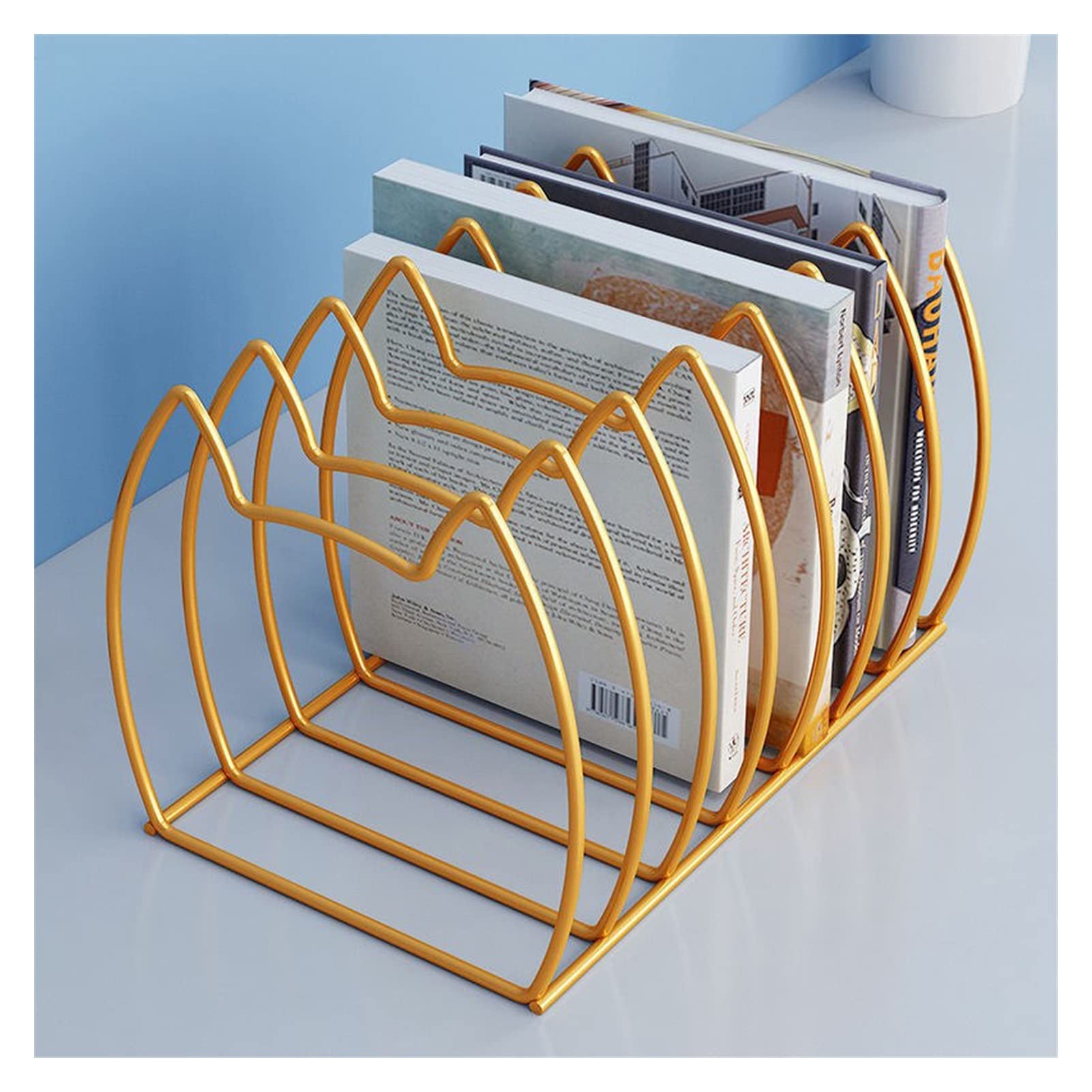 Geometric Bookcase - Modern Free Standing Bookshelf with Metal Frame, Small Storage Rack for Living Room, Bedroom & Office - Perfect for Organizing Books, Decor & Essentials in Compact Spaces