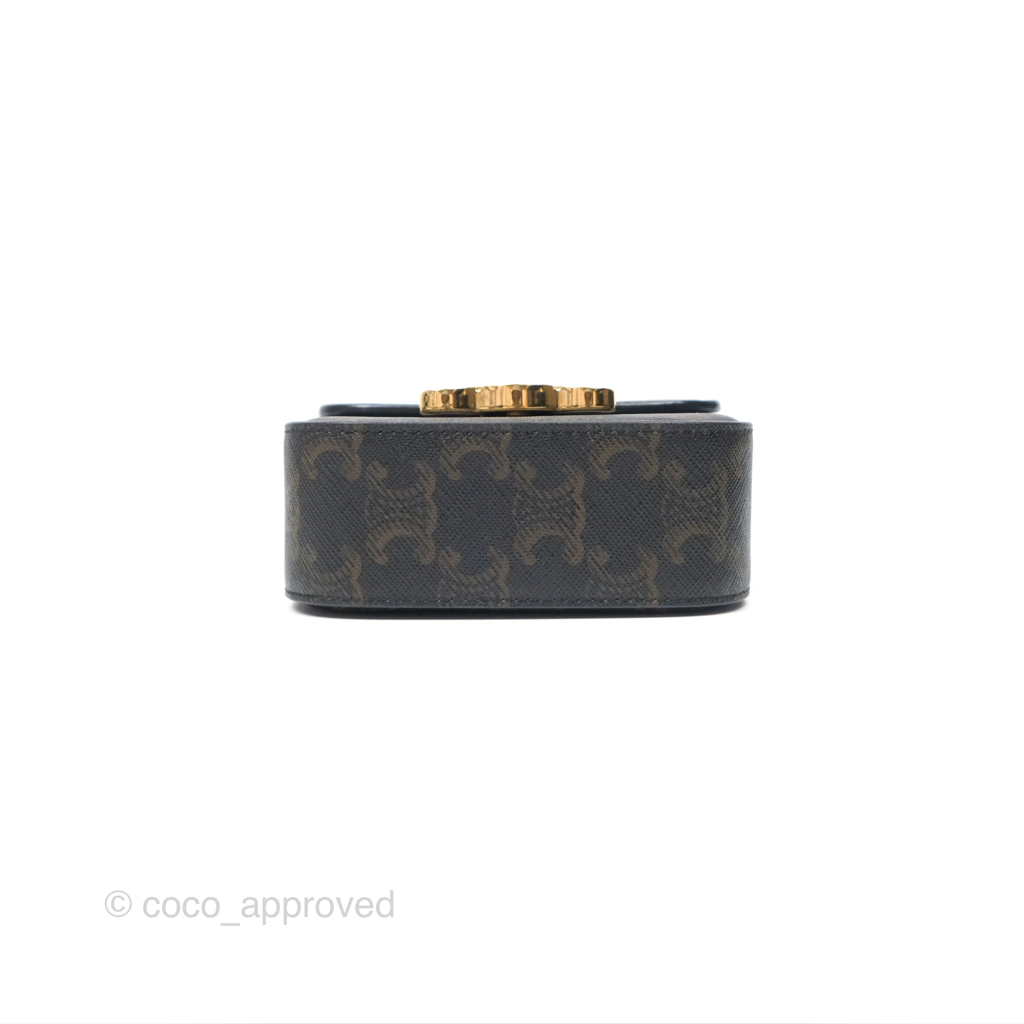 Celine Mini Triomphe Bag in Tan Canvas & Calfskin Leather - Perfect for Everyday Use, Work & Travel