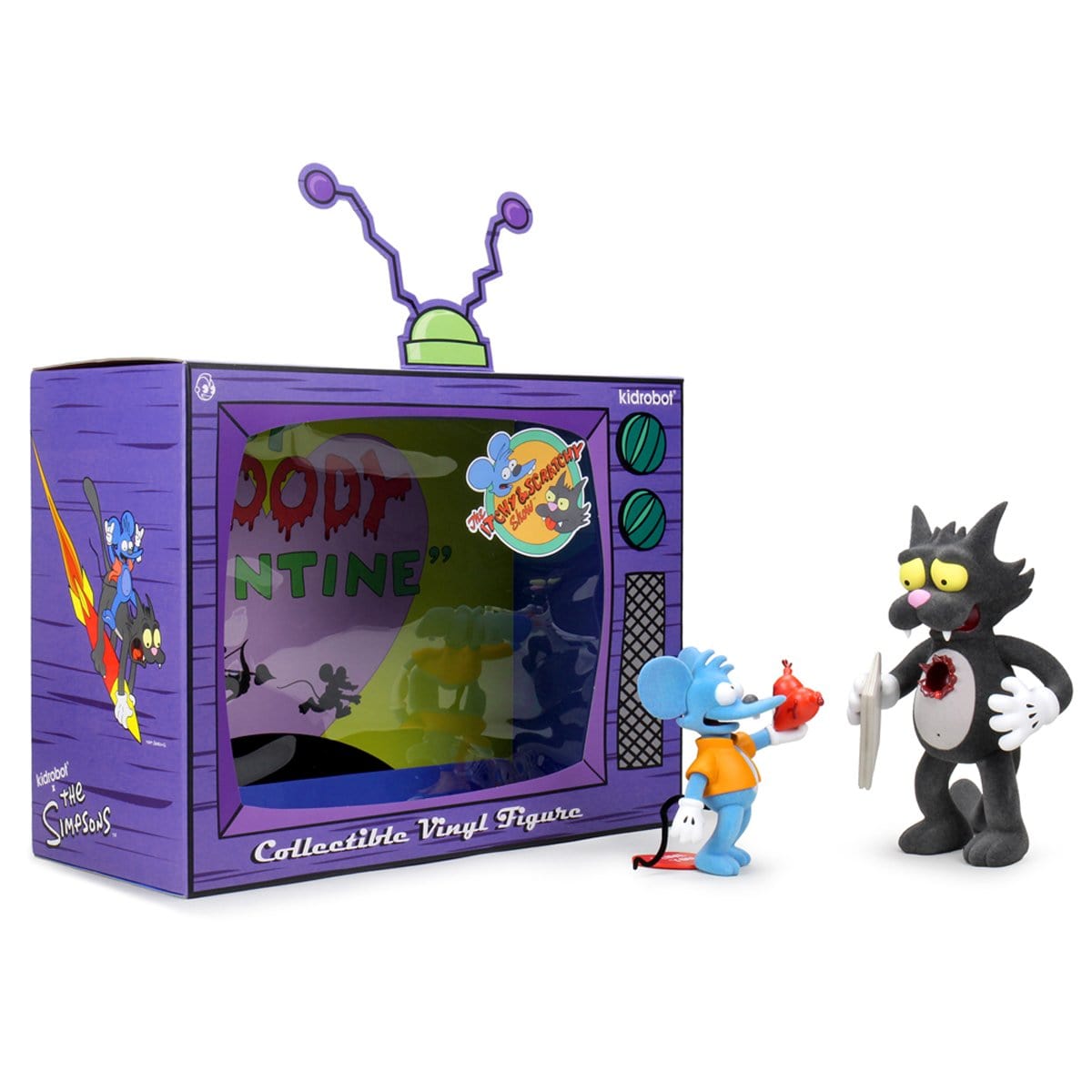 The Simpsons x Kidrobot Itchy & Scratchy Flocked Medium Figure Set - IamRetro Exclusive - Perfect for Collectors, Home Decor, and Pop Culture Enthusiasts