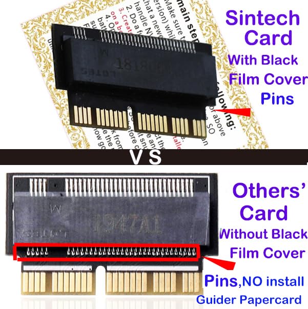 Sintech NGFF M.2 NVMe SSD Adapter Card for MacBook Air (2013-2016) & MacBook Pro (Late 2013-2015) - Upgrade Your Laptop Storage for Faster Performance | Perfect for Data Transfer, Gaming, and Professional Work