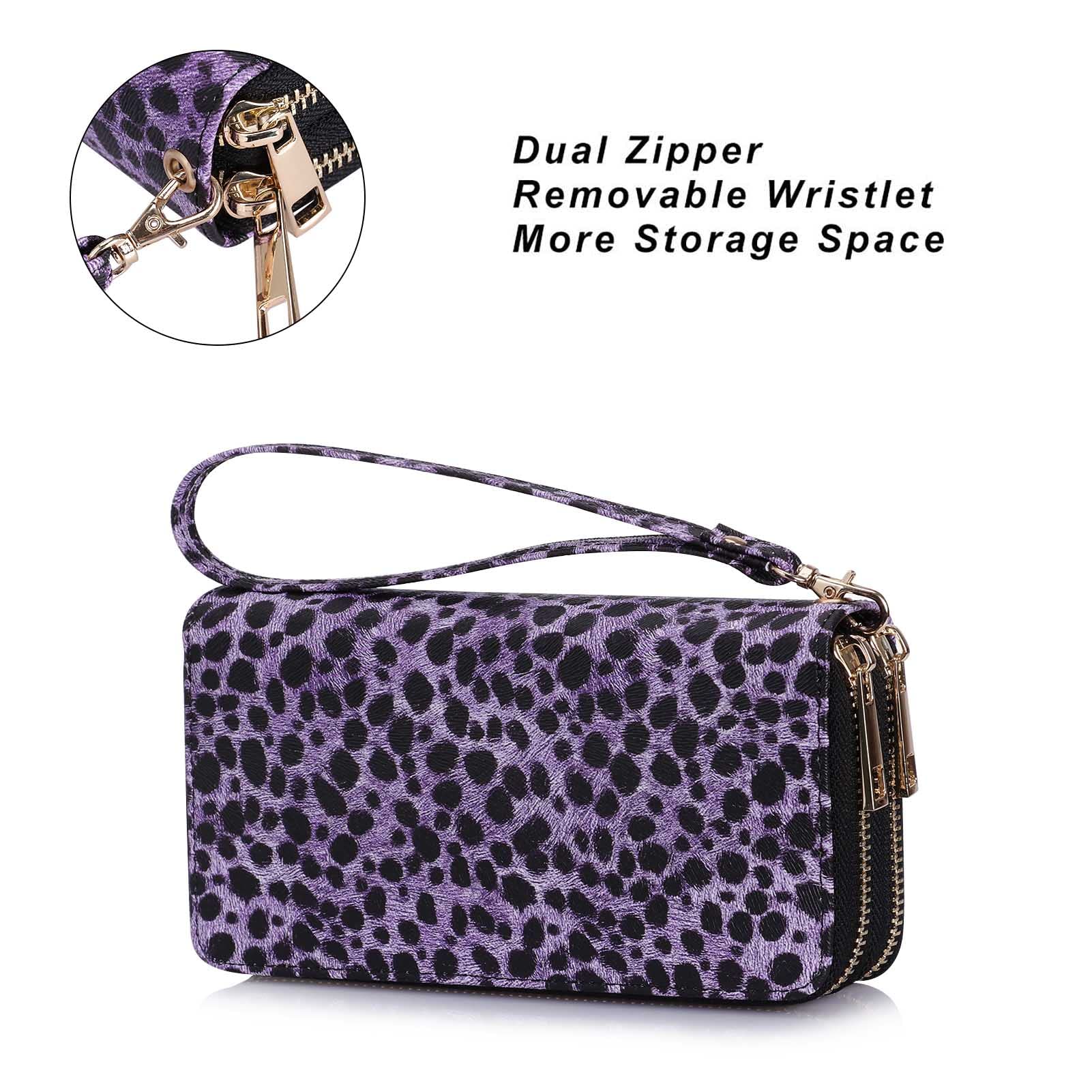 HAWEE Women's Double Zipper Wallet Clutch Purse with Phone Holder - RFID Blocking for Smartphone, Credit Cards, Coins & Cash - Perfect for Travel, Shopping & Everyday Use