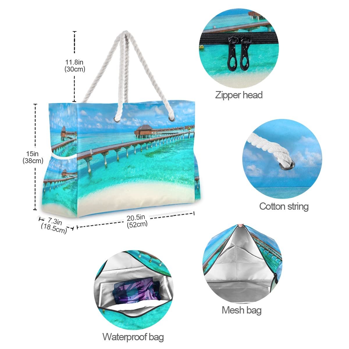 Senya Large Canvas Beach Tote Bag - Water Resistant Shoulder Bag for Women, Gym, Travel & Daily Use | Perfect for Pool, Shopping & Weekend Getaways