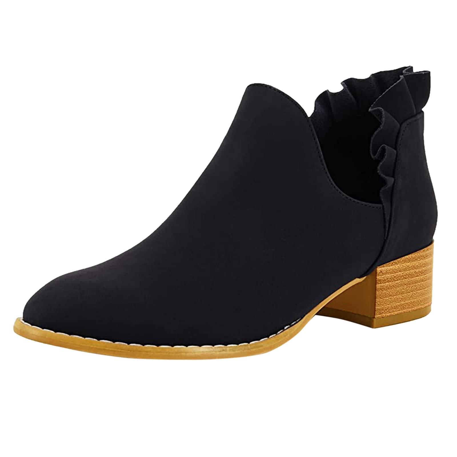 Women's Chunky High Heel Ankle Boots - Pointed Toe Platform Booties for Women (Black, Size 11) | Perfect for Casual Outfits, Date Nights & Office Wear