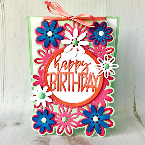 Floral Happy Birthday DIY Craft Die Set for A2 Cards | Handmade Greeting Card Making Supplies | Perfect for Scrapbooking, Invitations & Paper Crafts