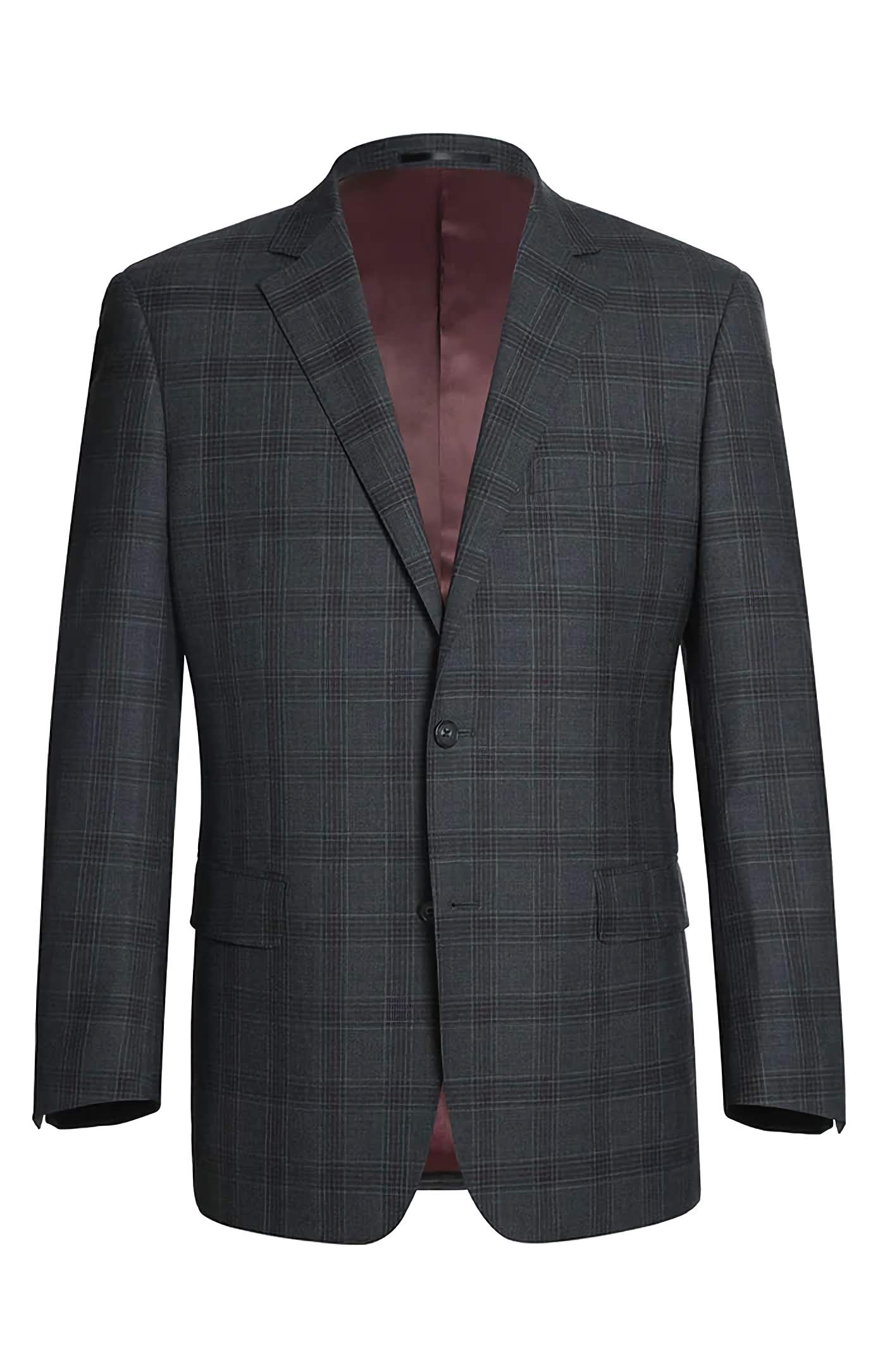 100% Wool Men's Dress Suit 2-Piece Set - Regular Fit 2-Button Business Attire in Dark Gray | Perfect for Office Wear, Weddings & Formal Events