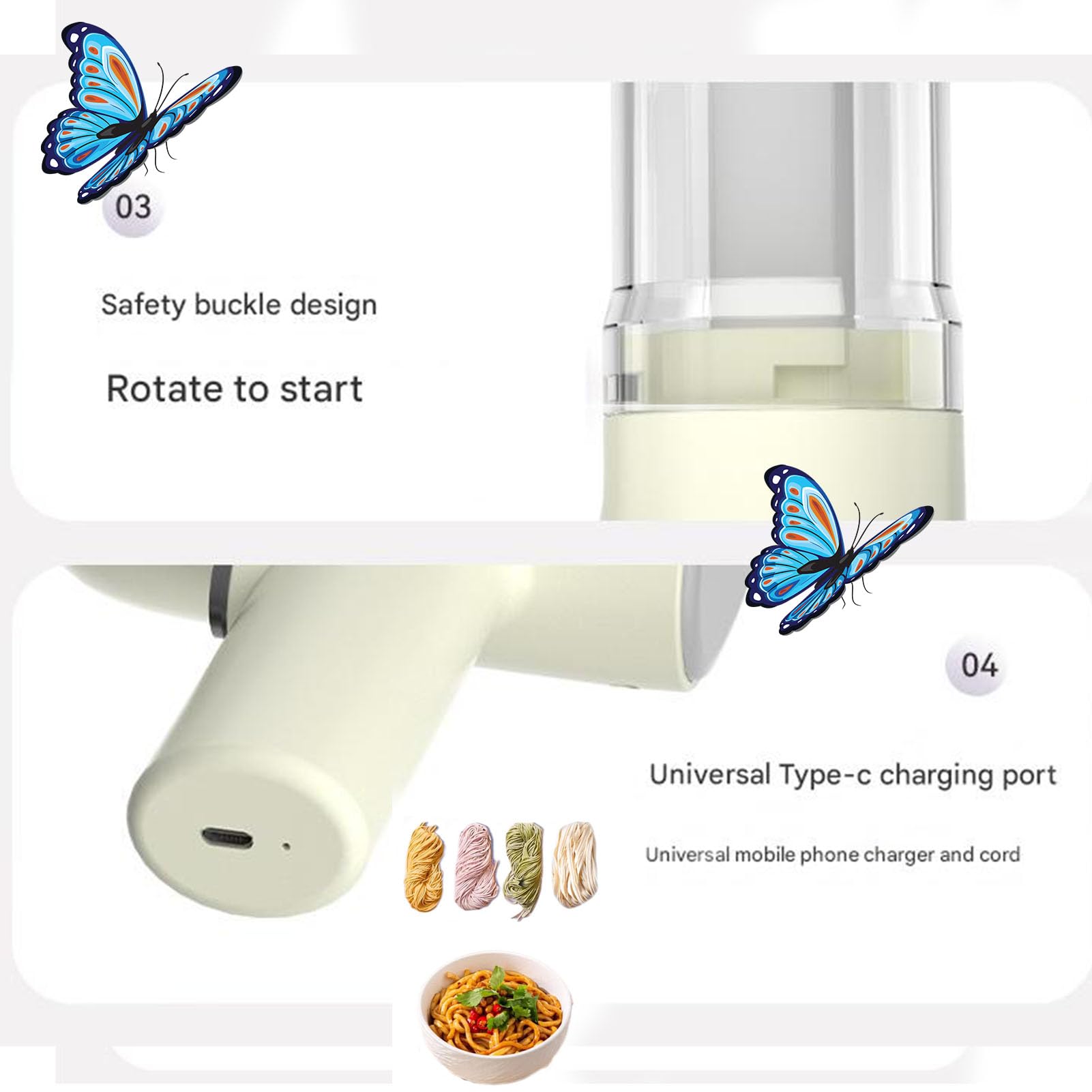 Automatic Electric Idiyappam Maker - 5-in-1 Multi-Function Pasta Maker for Idiyappam, Noodles & More | Handheld & Easy to Use | Perfect for Indian Cuisine, Home Cooking & Quick Meals (Blue)