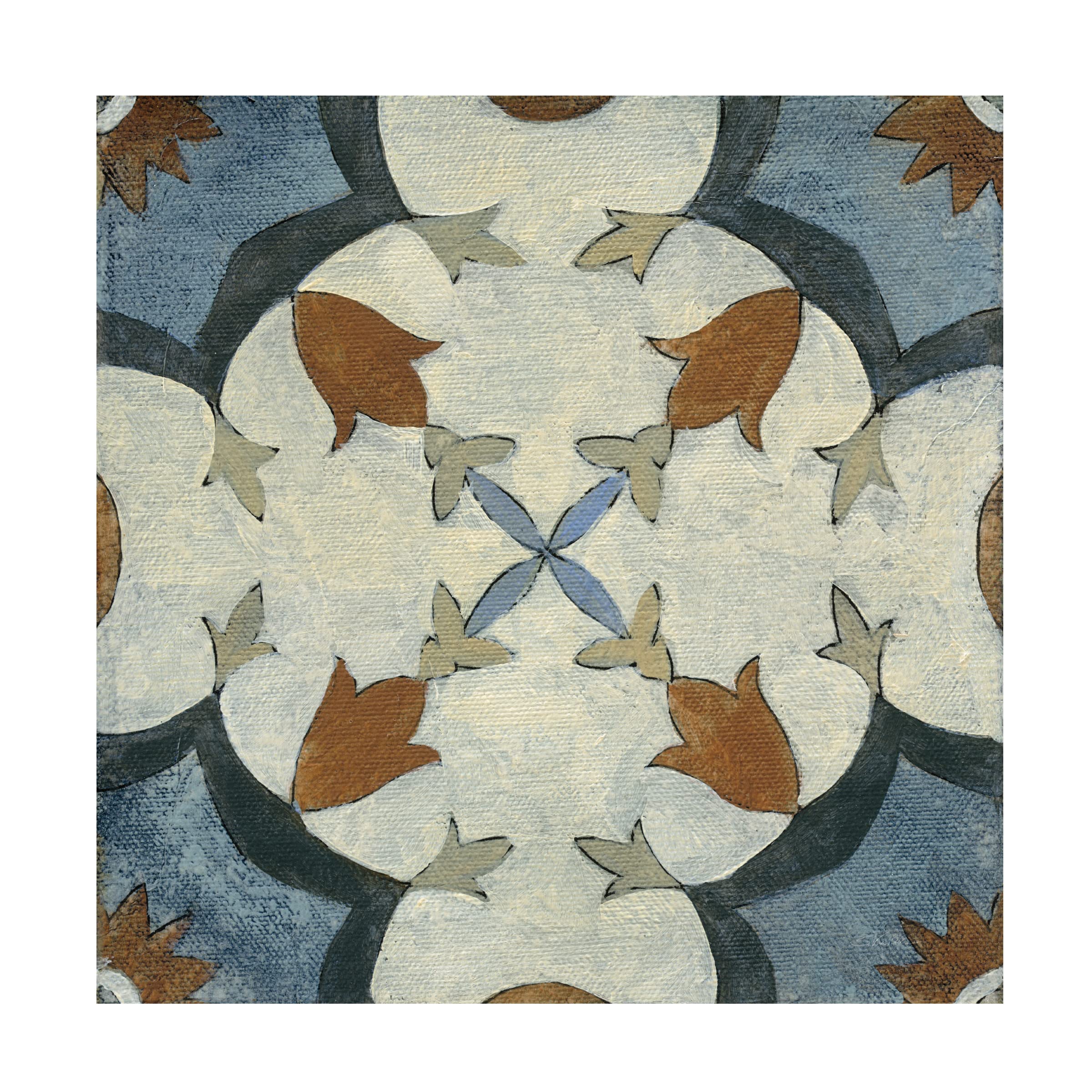 Silvia Vassileva Old World Tile V Canvas Art Print - 35x35 Inches Framed Wall Decor for Living Room, Bedroom & Office