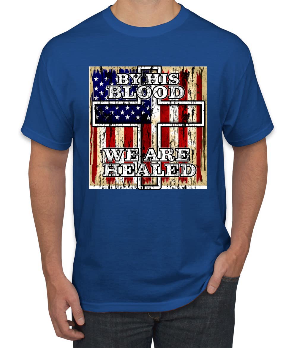 Inspirational Christian Men's T-Shirt - By His Blood We Are Healed for Church & Worship