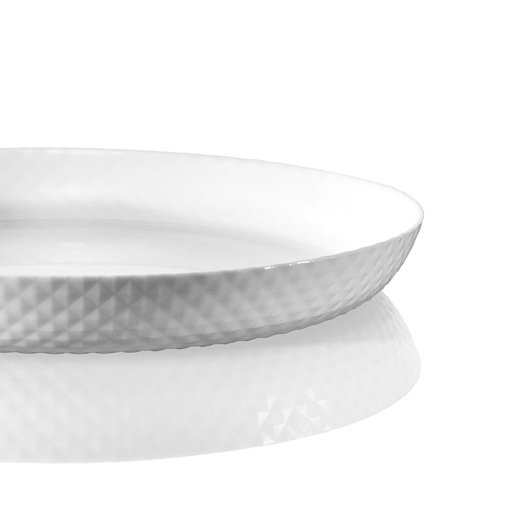 Premium Diamond White Porcelain Dinner Plate Set - 25cm (10 inch) Round Plates for Formal Dining, Restaurants & Elegant Home Decor - Pack of 2