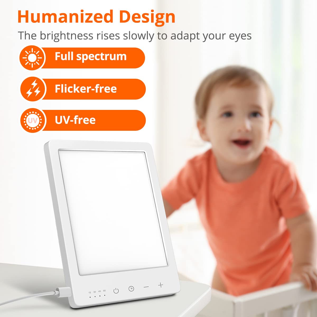 EasyHome 10000 Lux LED Light Therapy Sun Lamp - 10 Adjustable Brightness, Dual Color Temperature (White/Warm Light), 4 Timer & Memory Function - Perfect for Seasonal Affective Disorder (SAD), Vitamin D Boost, and Home/Office Mood Lighting