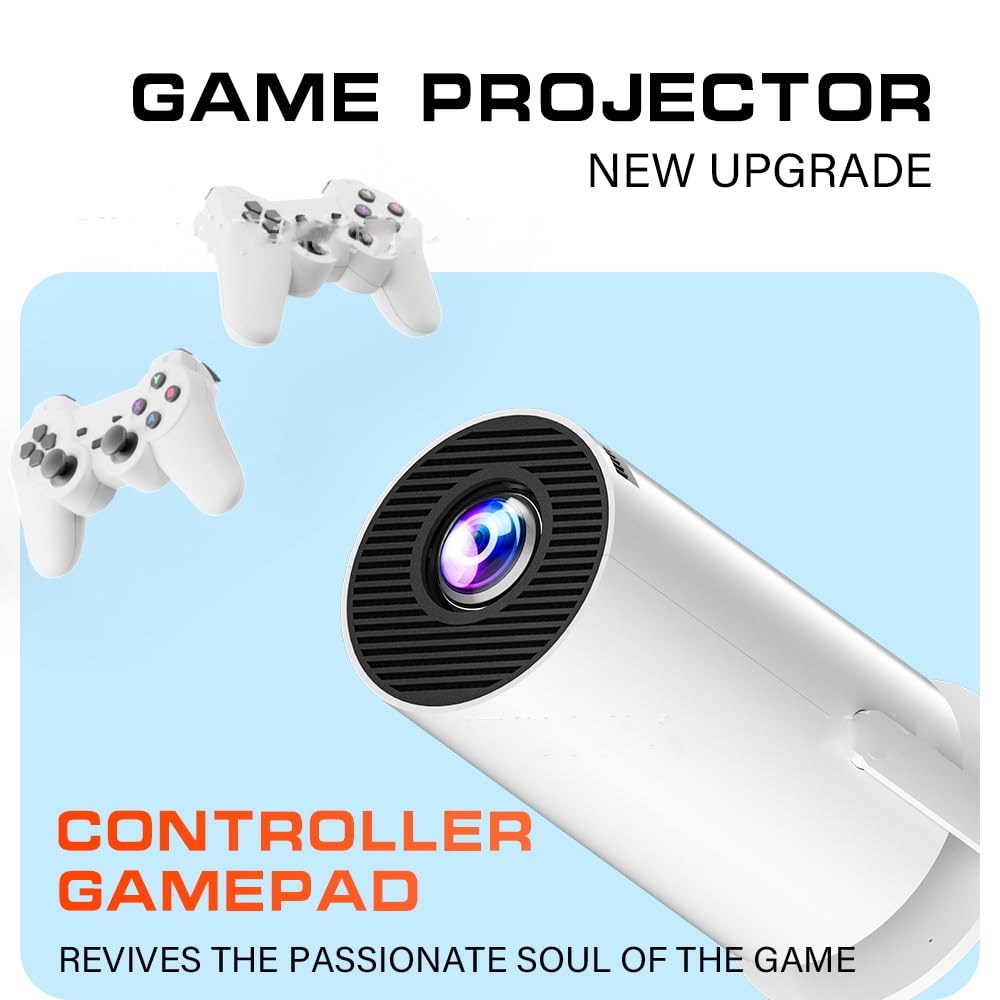 Portable 4K Mini Projector for iPhone Android - Wireless Home Theater Ceiling Projector with 37000+ Built-in Games | Perfect for Outdoor Movies, Gaming & Home Entertainment