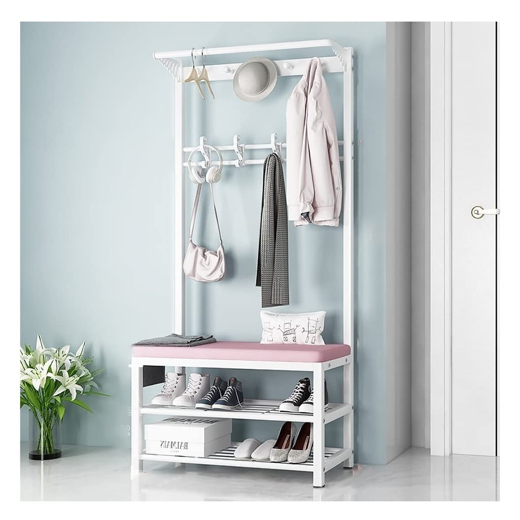 Industrial Coat Rack with Shoe Bench & Storage Shelf - 3-in-1 Entryway Hall Tree Organizer with Metal Frame, 3-Tier Storage & Hooks - Perfect for Small Spaces, Apartments & Mudroom Organization (Easy Assembly)