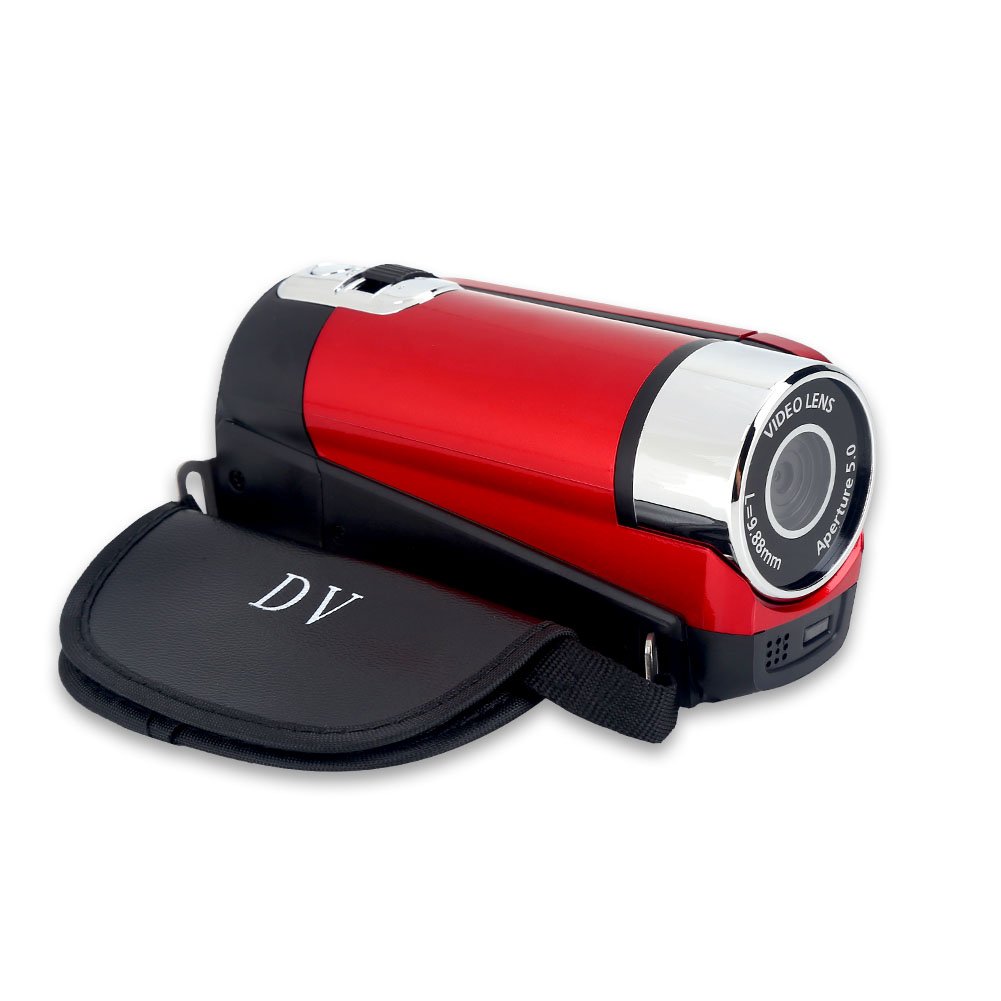 FHD Handheld Video Camcorder with 16x Digital Zoom & 270° Rotatable Screen - Portable Digital Camera with CMOS Sensor & Built-in Speaker - Perfect for Kids, Vlogging & Home Videos (Red)