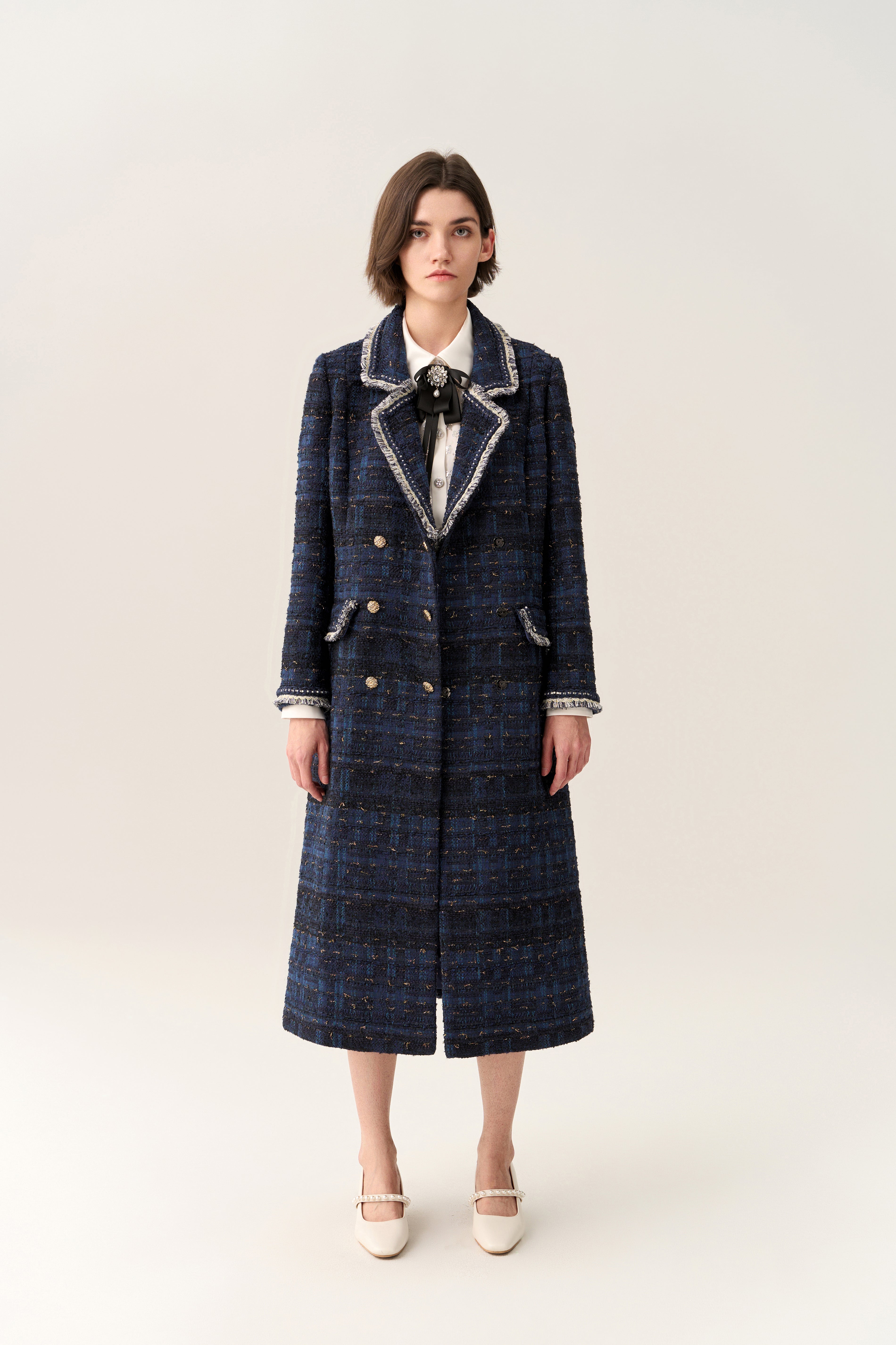 Elegant Notched Lapel Double Breasted Maxi Coat for Women - Winter Fashion Outerwear for Office, Party & Formal Occasions