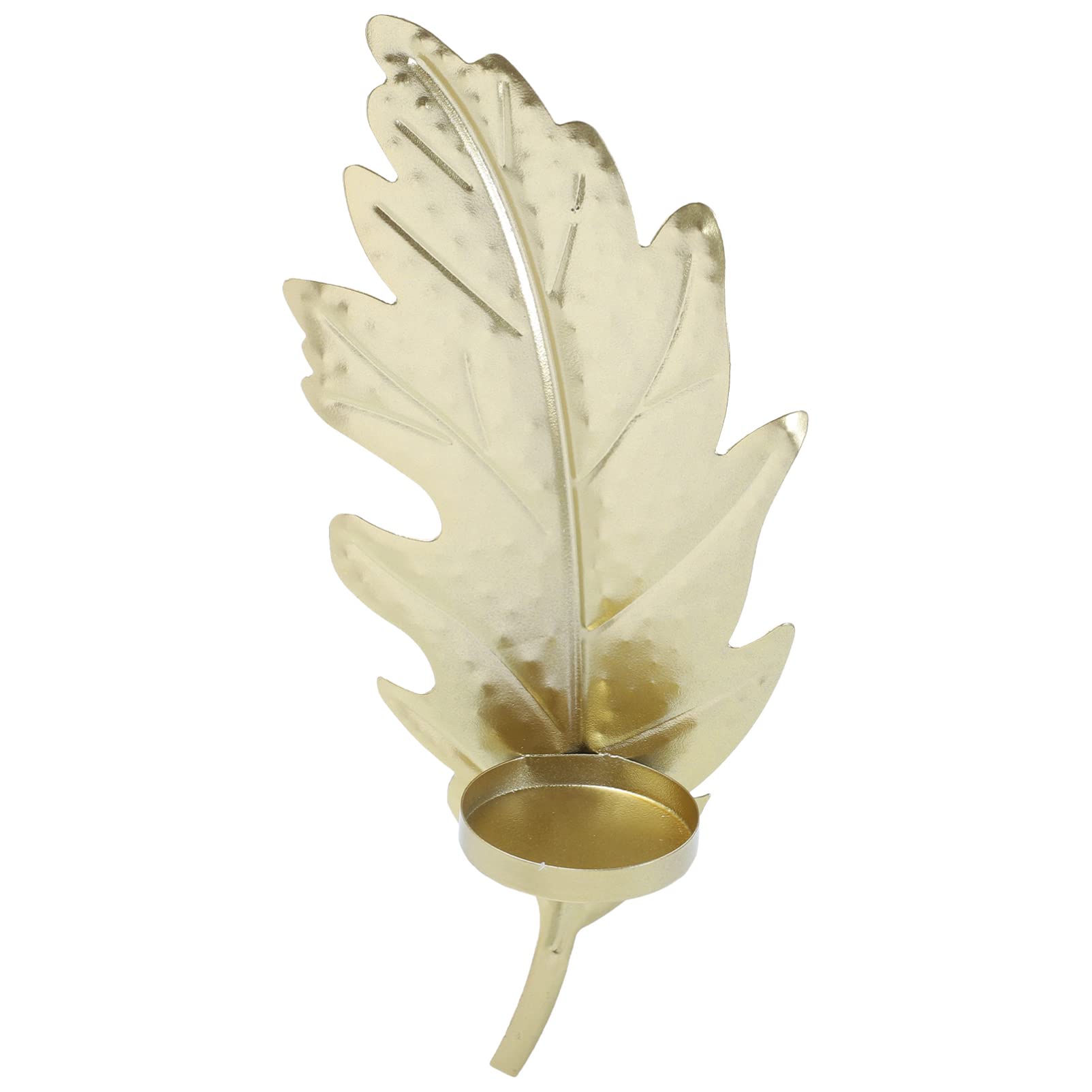 FRCOLOR Golden Metal Leaf Candle Holder - Wall Mounted Tea Light Holder for Home Decor, Wedding, Party & Holiday Decoration - Elegant Candlestick Display Tray Wall Ornament (Set of 2)