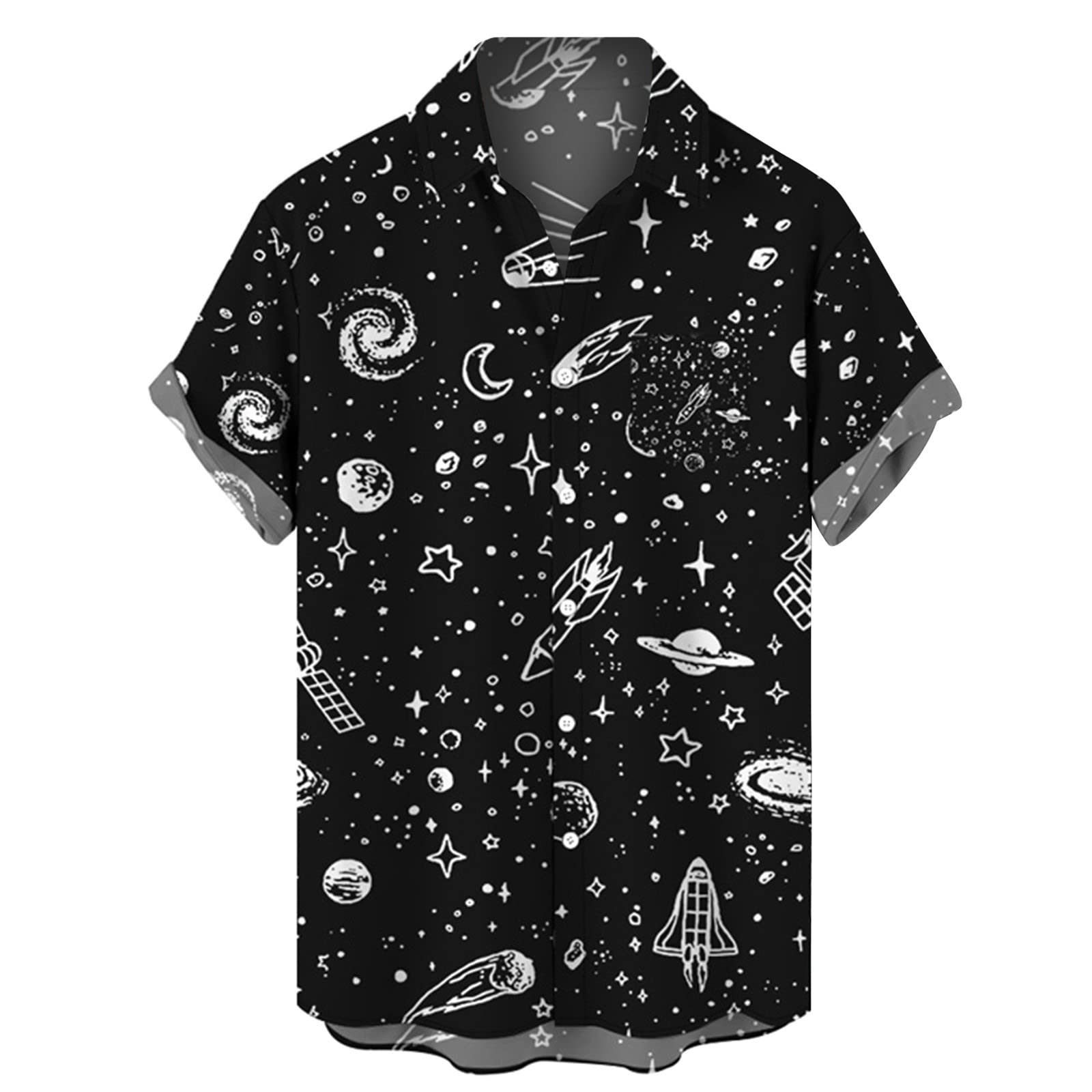 Men's Printed Hawaiian Shirt - Short Sleeve Button Down Beach Shirt with Metallic Design | Tropical Vacation, Summer Party & Casual Wear