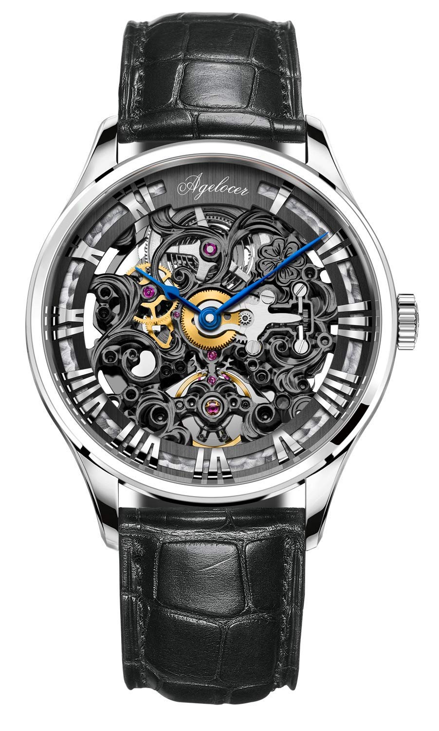 AGELOCER Men's Luxury Automatic Skeleton Watch - Stainless Steel Mechanical Timepiece for Business, Formal & Casual Wear | Top Brand Dress Watch for Gifts & Special Occasions