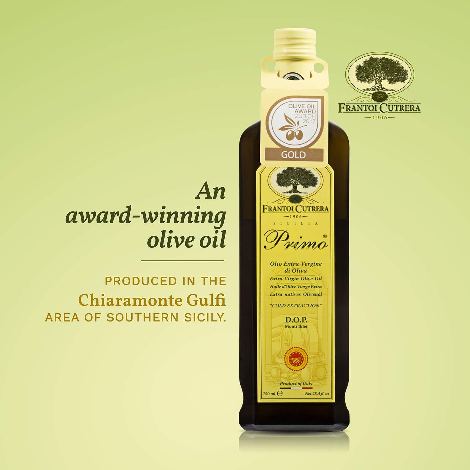 Premium Cold Extracted Sicilian Extra Virgin Olive Oil - DOP Certified, High Polyphenol, Cold Pressed EVOO - Authentic Italian Import, 25.4 fl oz (Pack of 3) - Perfect for Salads, Dipping, Cooking & Gourmet Recipes