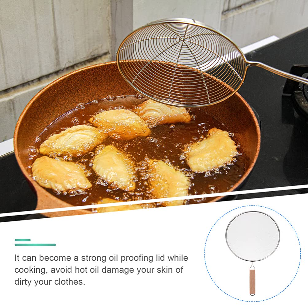 Kichvoe 1pc Fine Mesh Stainless Steel Oil Splatter Screen - Safe Cooking Lid for Iron Skillet & Frying Pan - Grease & Hot Oil Barrier - Perfect for Frying, Cooking, Baking & Kitchen Safety Protection