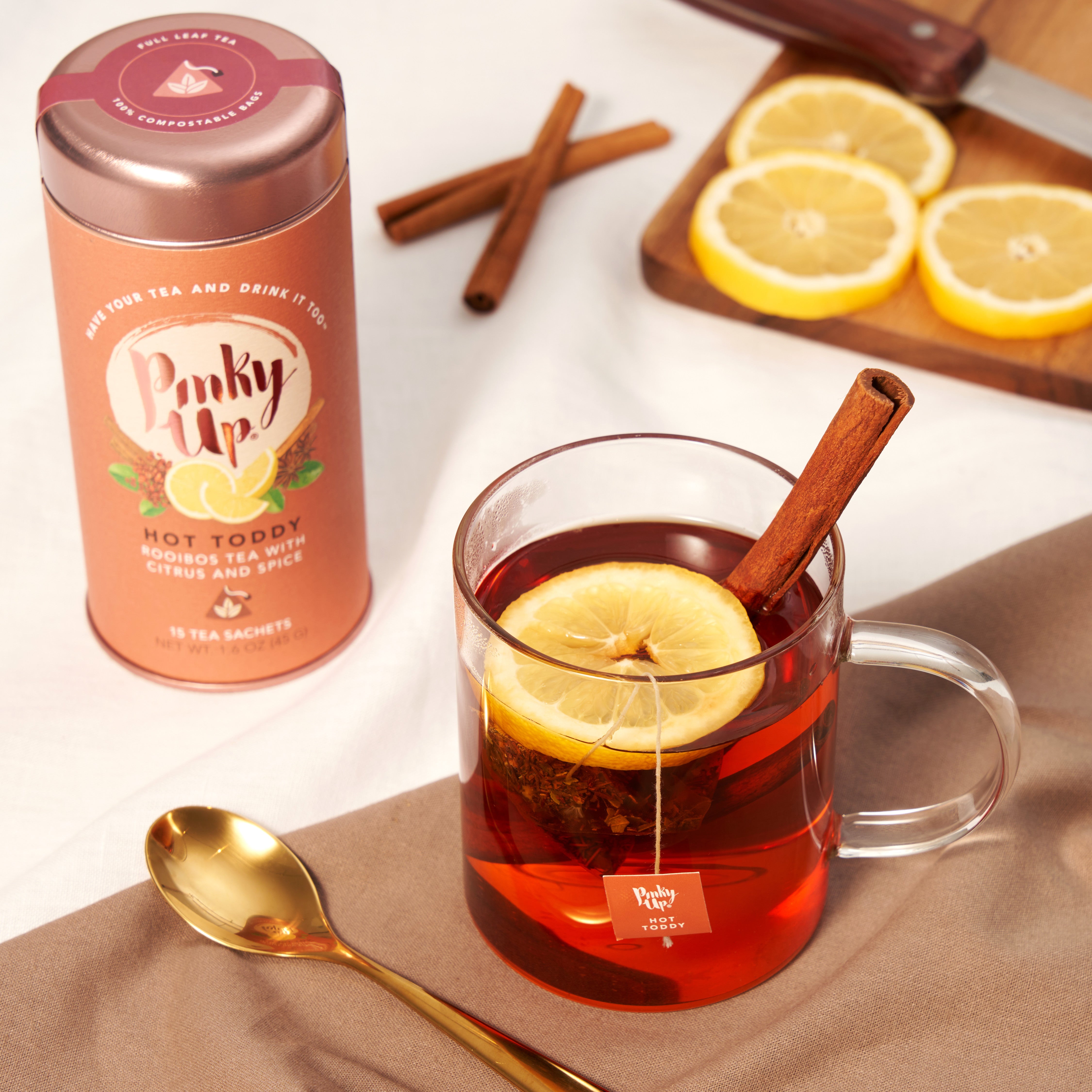 Organic Hot Toddy Rooibos Tea Bags - 15 Count | Caffeine-Free Herbal Tea for Relaxation & Immunity | Perfect for Cold Weather, Evenings & Stress Relief