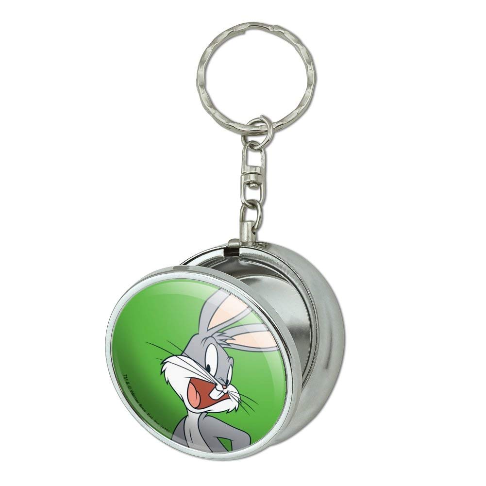 Looney Tunes Bugs Bunny Portable Ashtray Keychain with Cigarette Holder - Compact Travel Size for Purse, Car & Outdoor Smoking - Cute Cartoon Collectible Gift for Fans