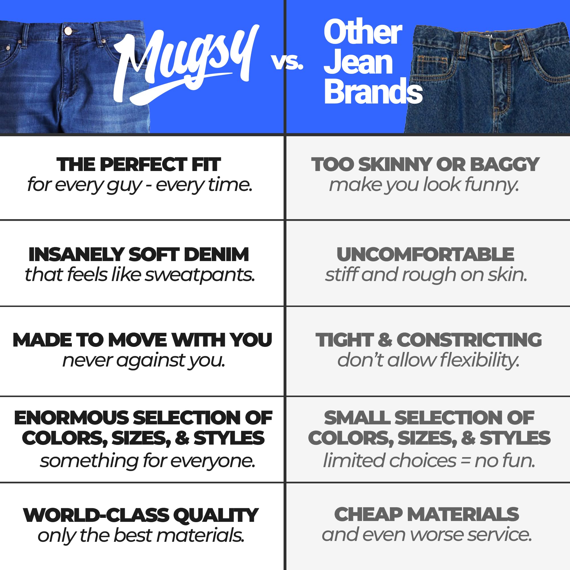 Mugsy Squid Inks Men's Classic Fit Black Denim Jeans - Stretch Comfortable & Flexible Pants for Everyday Wear - True to Size - Perfect for Casual, Office & Travel Outfits