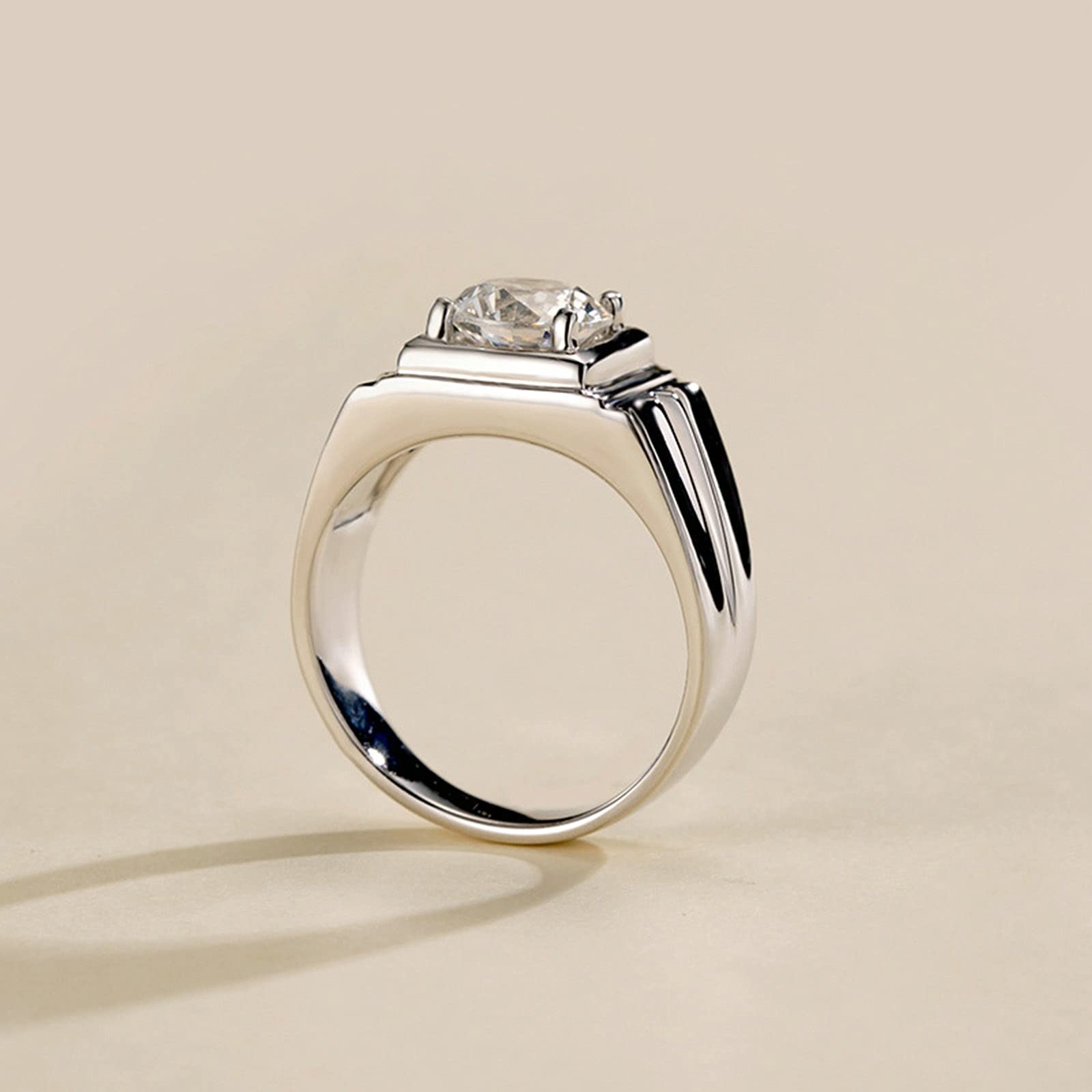 Men's Wedding Rings - Sterling Silver Moissanite Engagement Bands for Men (Sizes 4-11) | Perfect for Proposals, Anniversaries & Everyday Wear