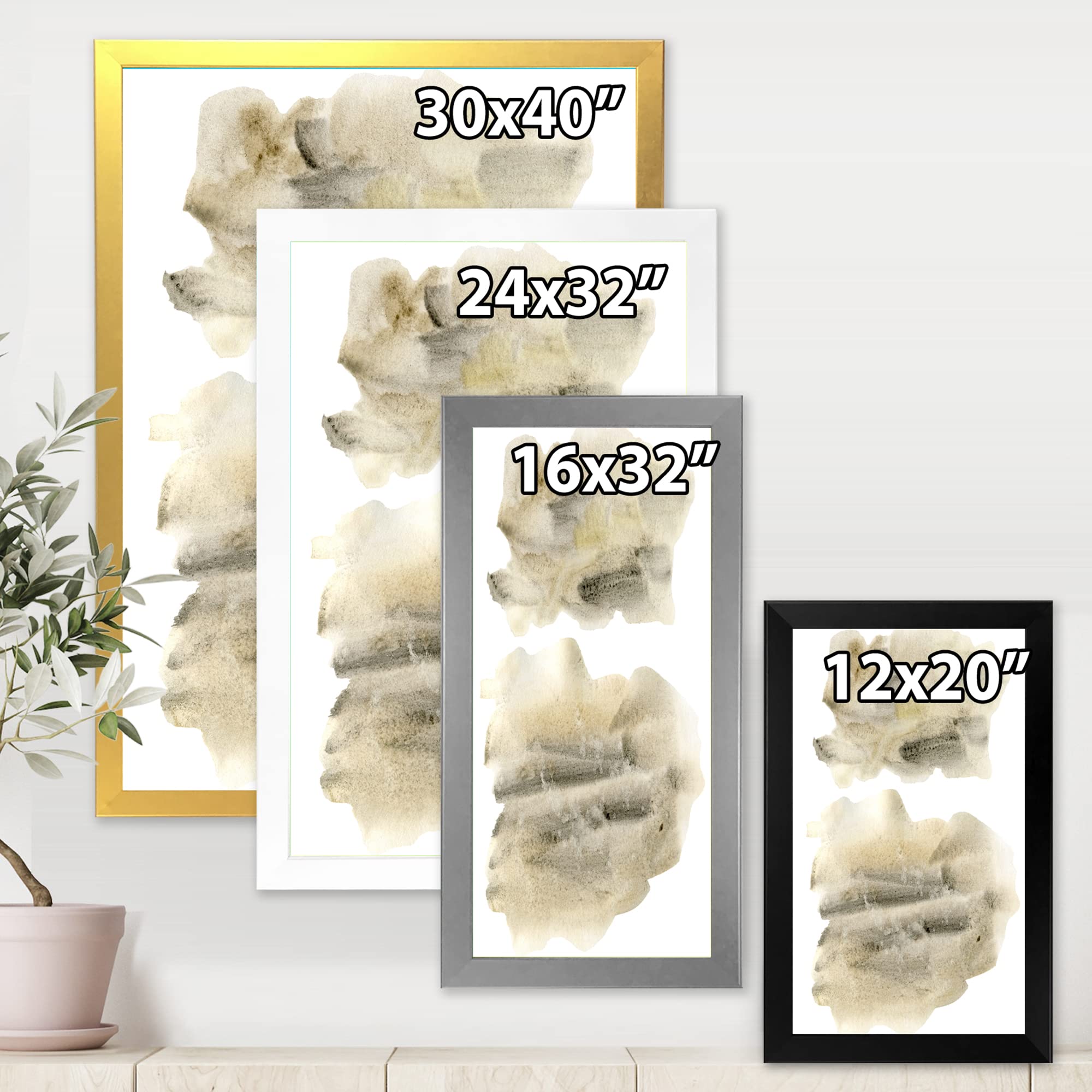 DesignQ Black and Beige Clouds Modern Framed Wall Art - Contemporary Home Decor for Living Room, Bedroom & Office - Perfect for Housewarming Gifts & Interior Design