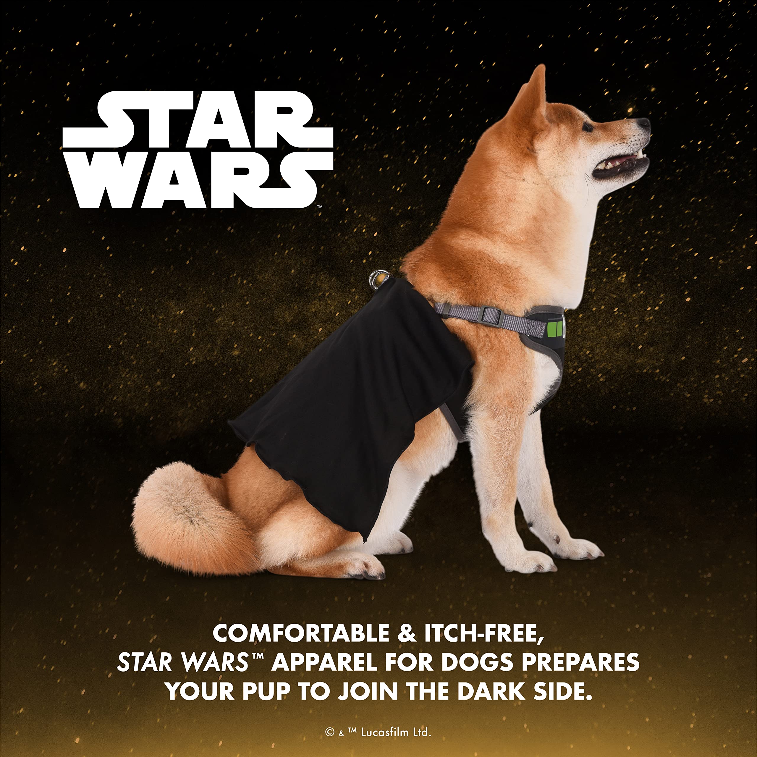 Star Wars Darth Vader Pet Costume Harness for Small Dogs - No Pull Adjustable Dog Vest with Hood | Cute Cosplay Outfit for Halloween, Cosplay Parties & Pet Photo Shoots | Perfect Gift for Star Wars Fans (Size S, Black)