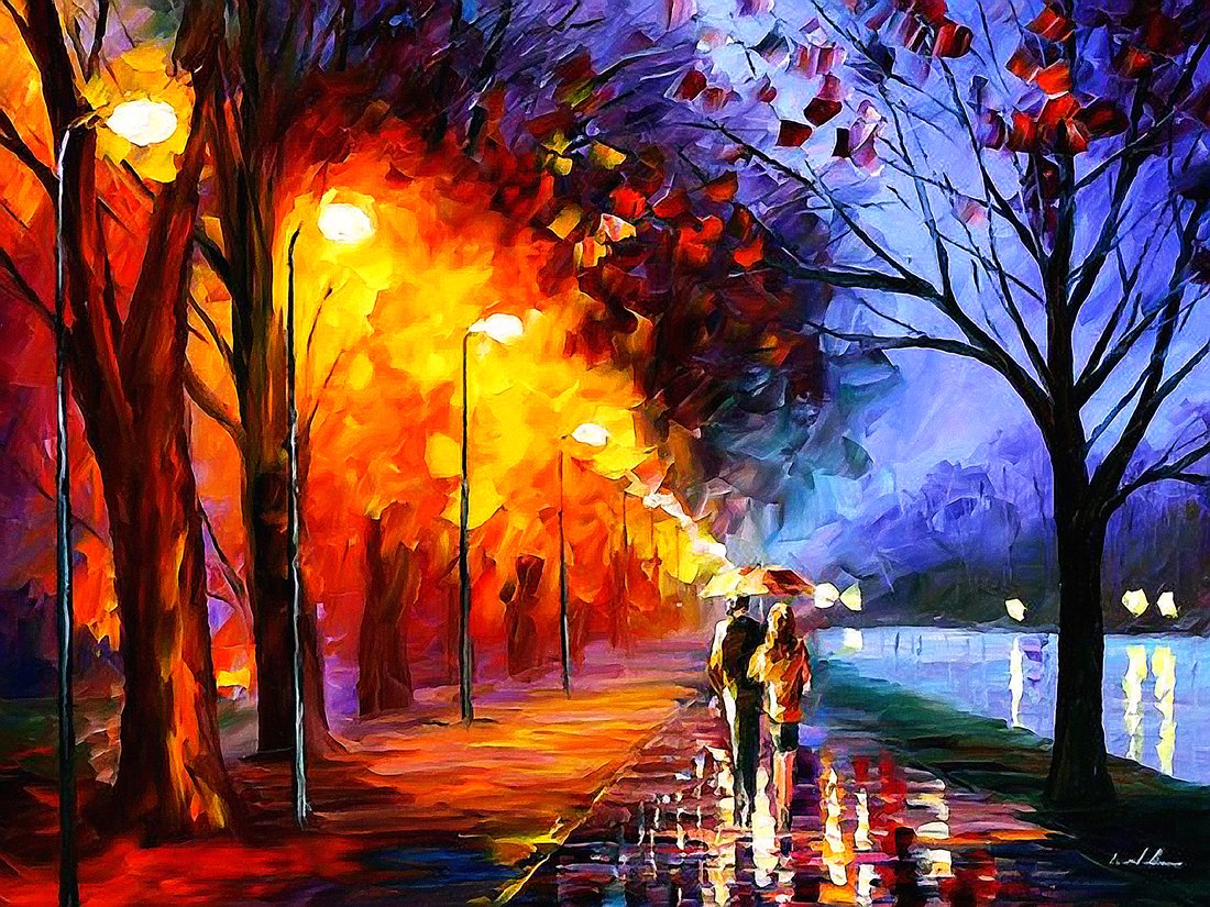 Rainy Night Walk Canvas Wall Art Print - Modern Home Decor for Living Room, Bedroom & Office