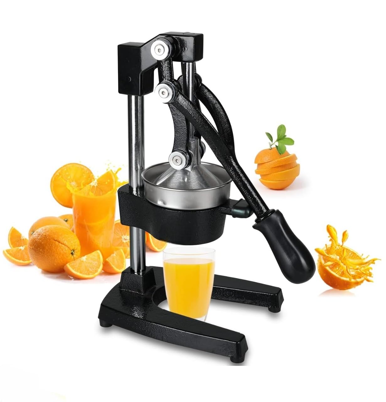 Heavy Duty Manual Citrus Juicer - Commercial & Home Hand Press Orange Squeezer for Lemon, Lime, Grapefruit & All Fruits (40x39x17.2cm Metal) - Perfect for Juice Bars, Restaurants, and Healthy Home Kitchens (Model 1)