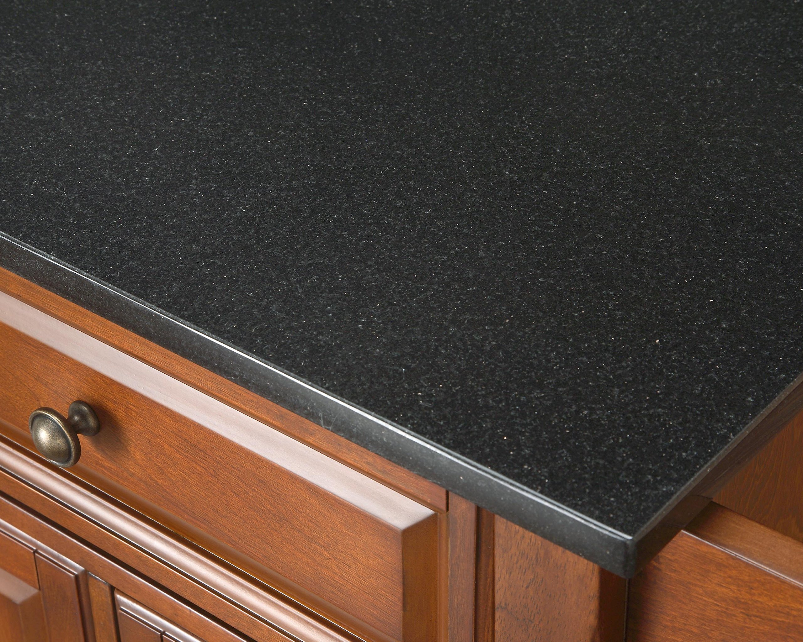 Crosley Cambridge Granite Top Rolling Kitchen Island with Storage - Microwave Stand, Spice Rack, Cherry Finish | Perfect for Small Kitchens, Pantry Organization & Mobile Food Prep Station