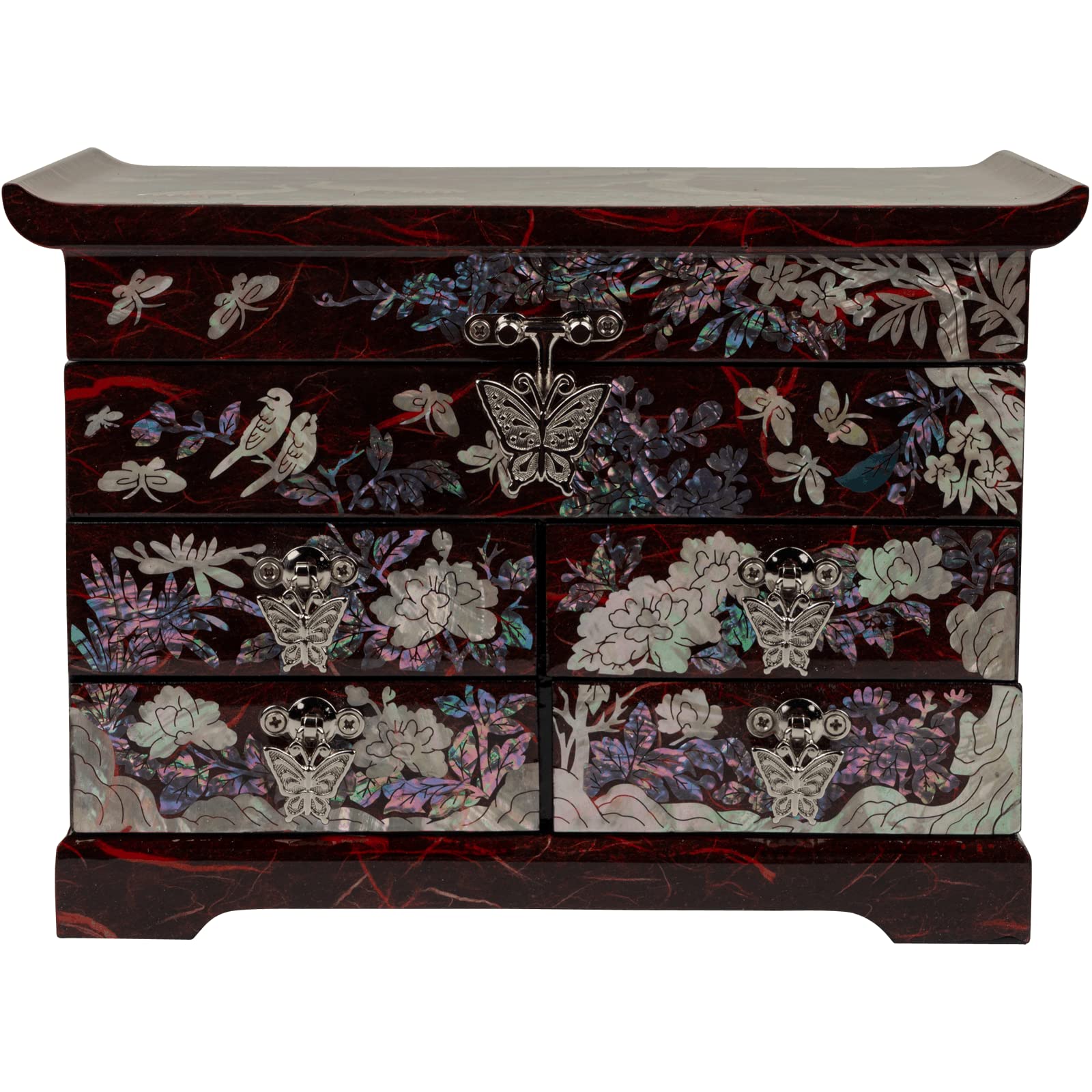 Handcrafted February Mountain Mother of Pearl Jewelry Box - Korean Traditional Design | Unique Keepsake Organizer for Women, Mom & Grandma | Perfect Gift for Christmas, Birthday & Anniversary | Elegant Storage for Necklaces, Rings & Earrings at Home or Travel