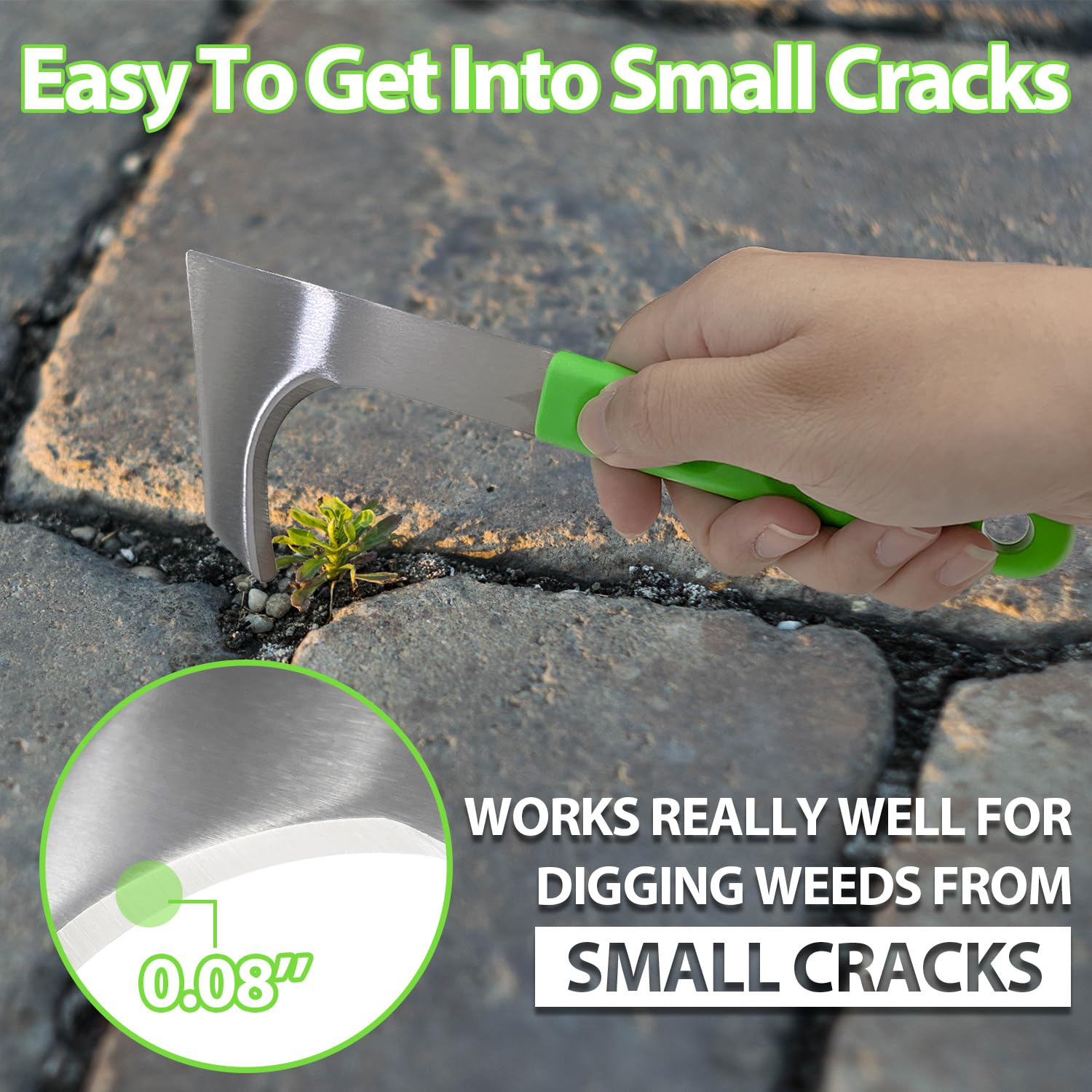 Sutekus Crack Weeder Tool - Heavy Duty Crevice Weeder for Lawn, Yard, Sidewalk & Driveway - Efficient Weed Remover for Gardening & Moss Removal - Perfect for Patios, Walkways and Outdoor Maintenance