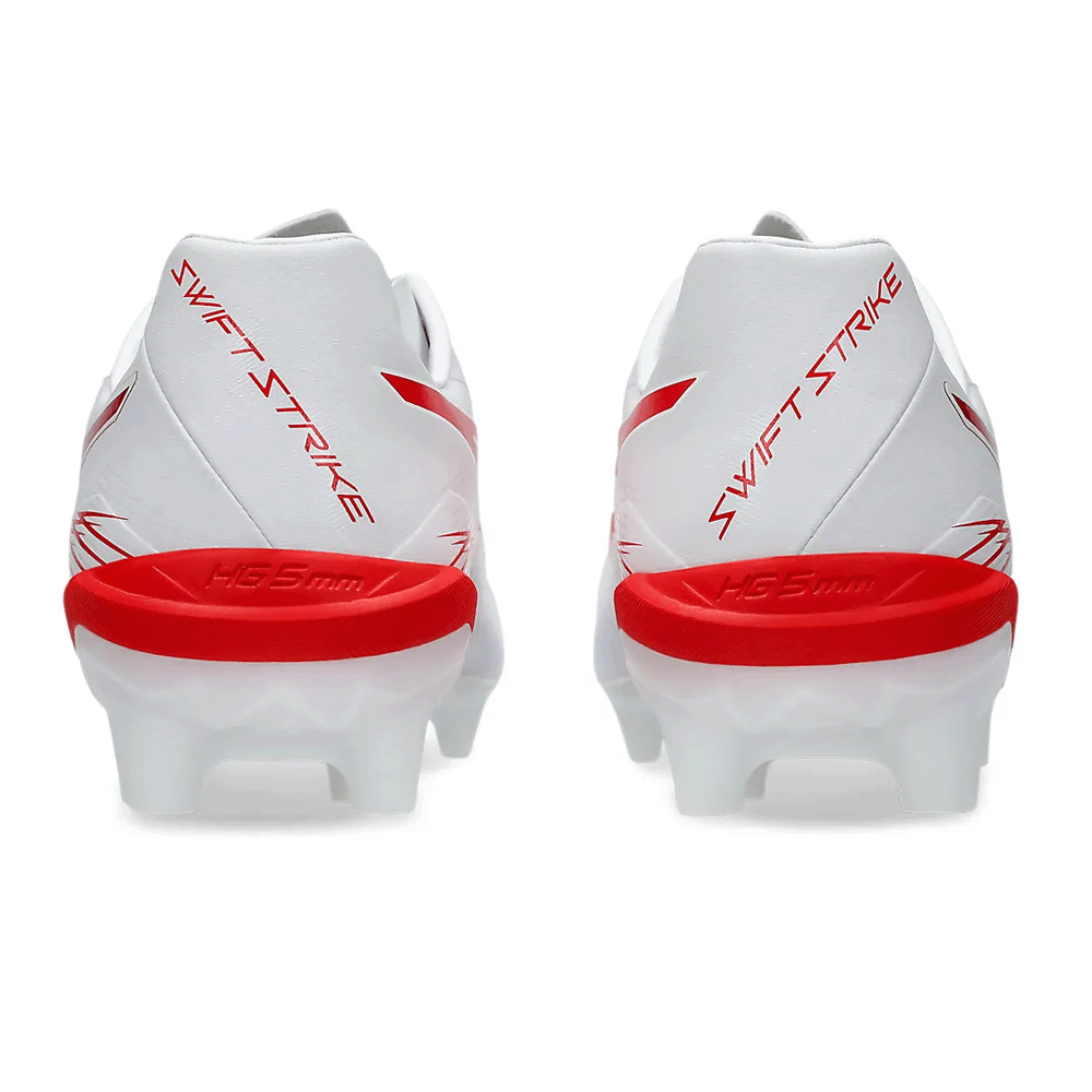 ASICS Swift Strike FG Football Cleats - White/Fiery Red Soccer Shoes for Men | Lightweight & Durable for Turf & Firm Ground | Perfect for Training & Matches