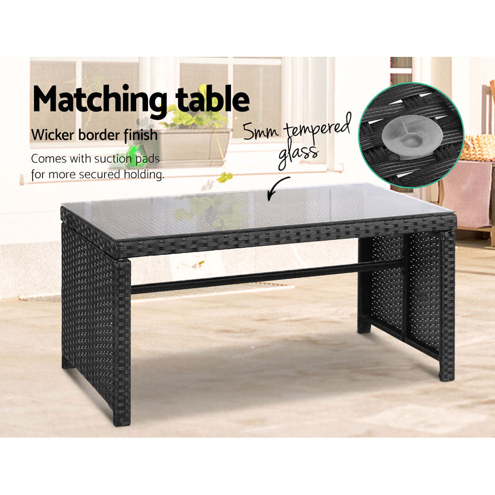 4-Piece Outdoor Rattan Sofa Set with Table - Black Patio Garden Furniture for Backyard, Poolside & Terrace Relaxation