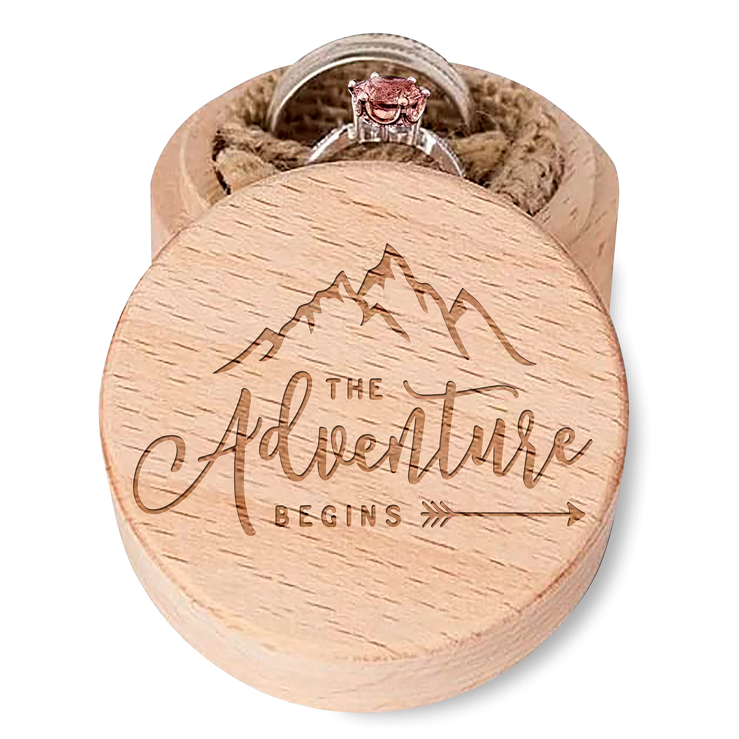Vintage Wood Ring Box - Engraved Jewelry Holder for Wedding, Anniversary & Valentines Gifts - Perfect for Proposals & Special Occasions