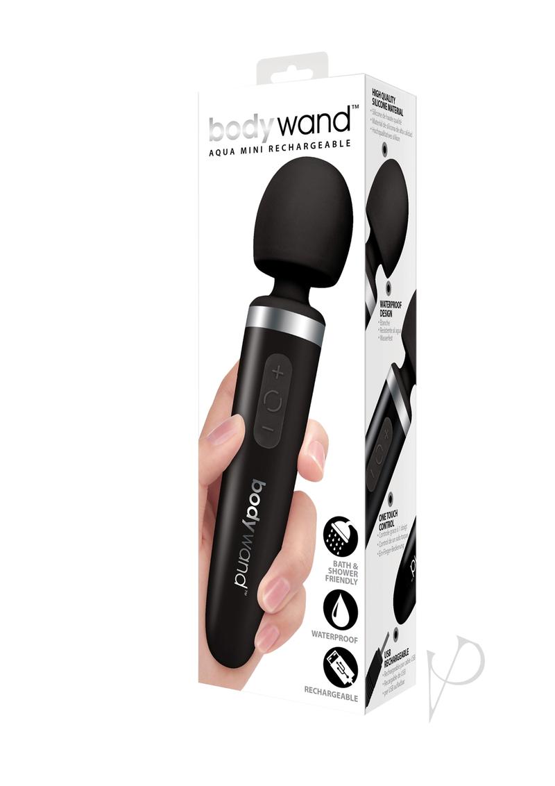 Bodywand Aqua Rechargeable Silicone Wand Massager - Waterproof Personal Massager for Muscle Relaxation & Stress Relief - Perfect for Home Spa, Bath & Bedroom Use (Black)
