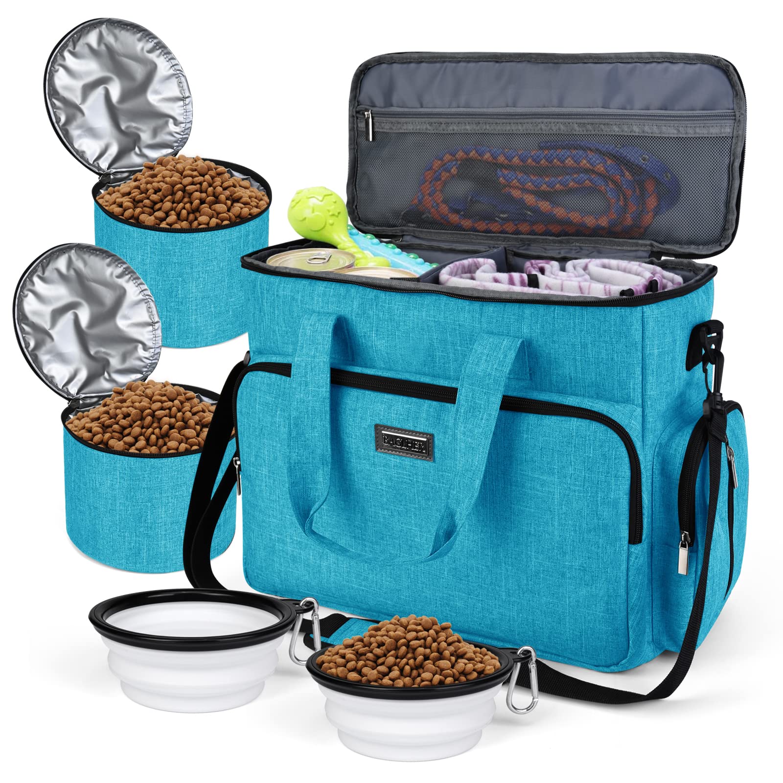 BAGLHER Pet Travel Bag with Bowls & Containers - Sky Blue for Dog Travel Essentials