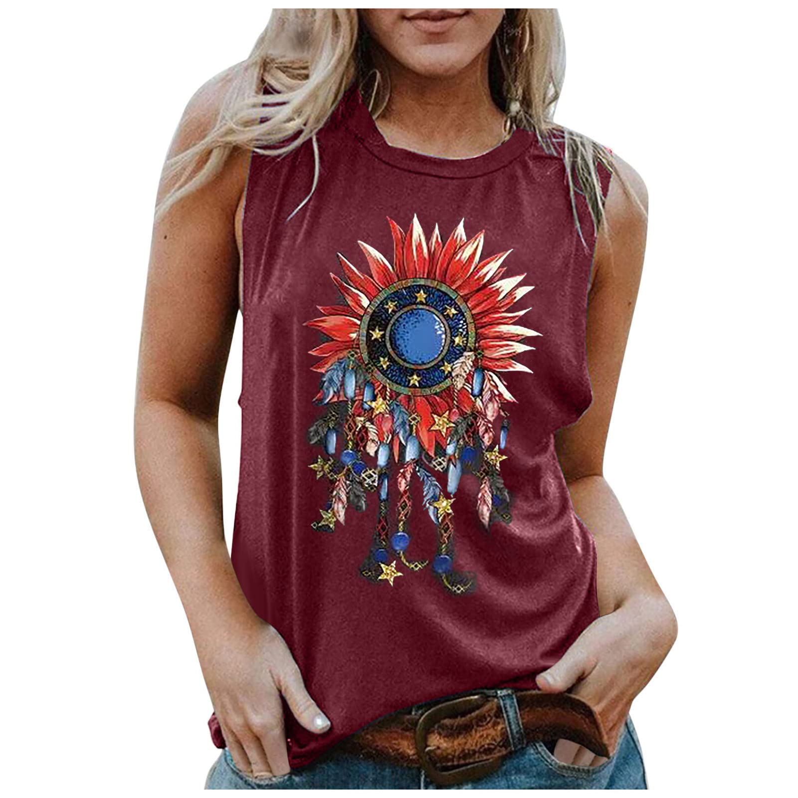 Women's Graphic Print Tank Tops - Summer Sleeveless Blouse Shirts for Women & Girls - Perfect for Beach, Vacation, Gym & Casual Wear