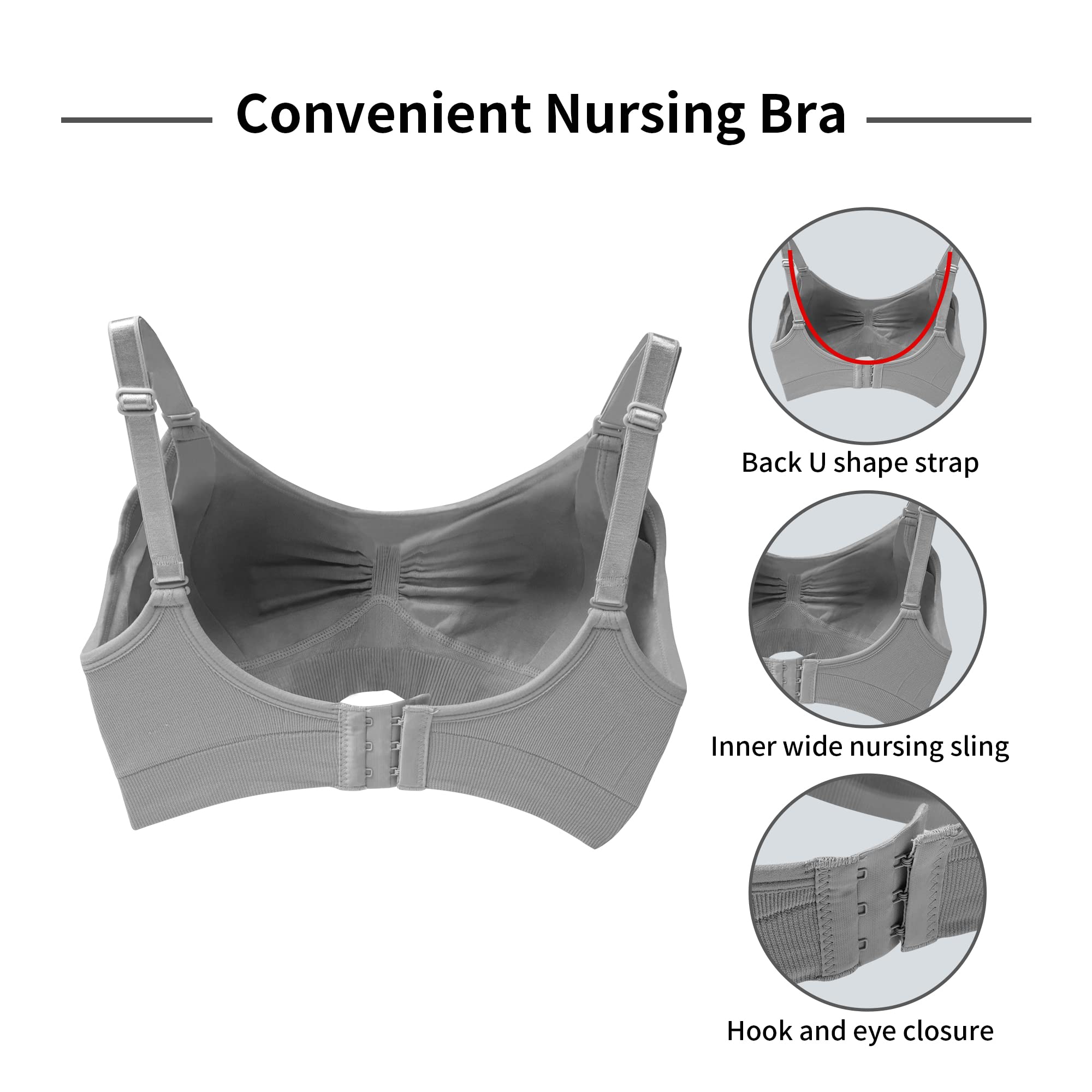 Comfortable Maternity Nursing Bra - Seamless Breastfeeding Bras for Women, 3 Pack (Sizes S-XXL) - Perfect for Pregnancy, Postpartum & Nursing Moms