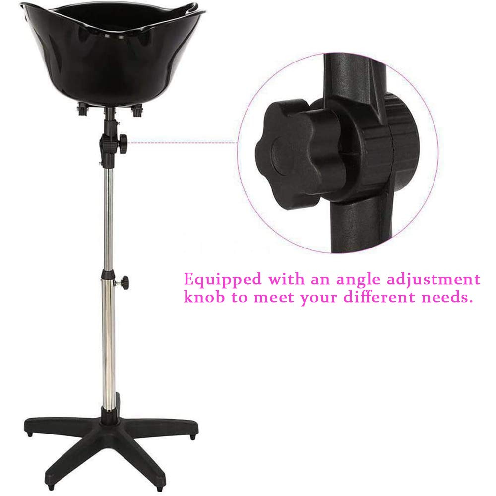 Adjustable Height Portable Shampoo Sink Bowl with Drain Hose - Deep Salon Hair Washing Basin for Barber Shop, Mobile Stylist & SPA - Perfect for Home Salon, Pet Grooming & Professional Hair Care Services