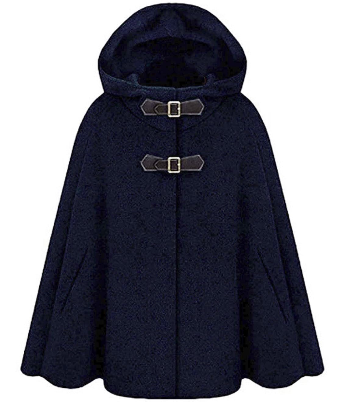 CHARTOU Women's Cute Batwing-Sleeve Hooded Wool Poncho Cape Cardigan - Cozy Oversized Sweater for Fall & Winter, Perfect for Casual Outings, Travel and Layering