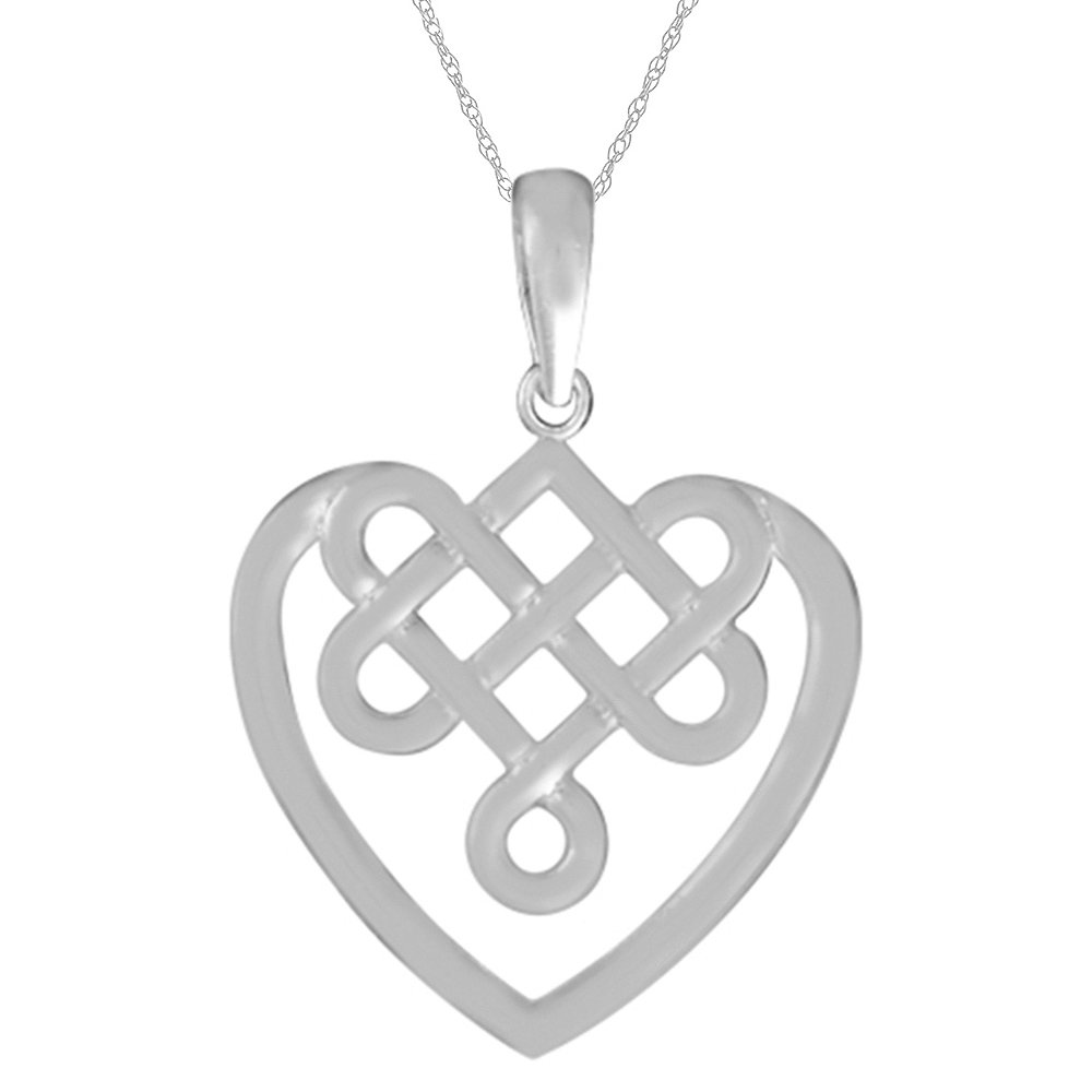 925 Sterling Silver Religious Necklace with Celtic Knot Heart Charm Pendant & Chain - Elegant Cut-Out Design for Women, Gift for Baptism, Confirmation, Wedding & Everyday Wear