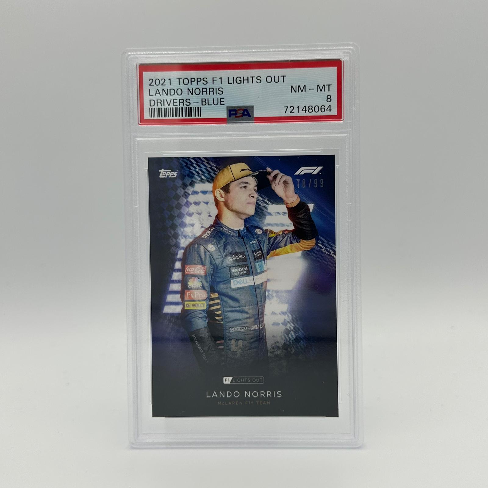 PSA 8 Graded 78/99 Lando Norris Blue Parallel Racing Driver Card - Perfect for F1 Collectors, Sports Memorabilia Displays & Trading Card Investments