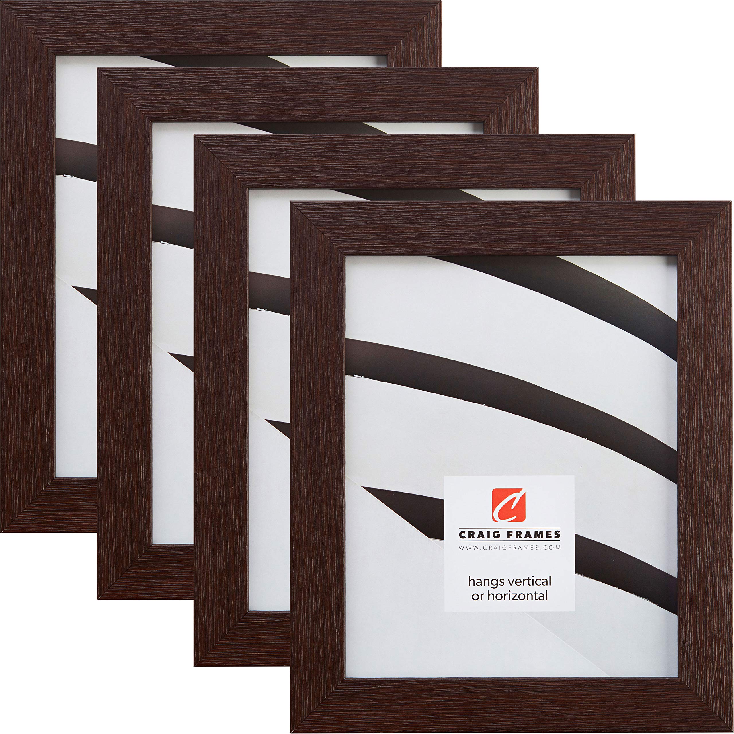 Craig Frames 76656953 20x20 Inch Modern Brown Picture Frame Set of 4 - Perfect for Wall Decor, Photo Displays, and Home Office Art Gallery