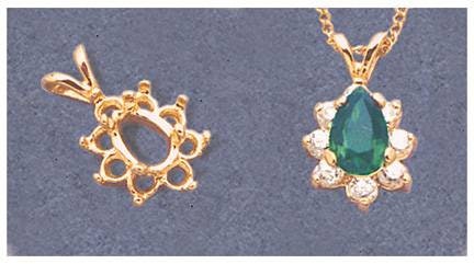 8x5mm Pear Cut Sterling Silver or 14kt Gold Pendant with 8 Stone Cluster Setting - Handcrafted in USA | Perfect for Necklaces, Gifts & Special Occasions