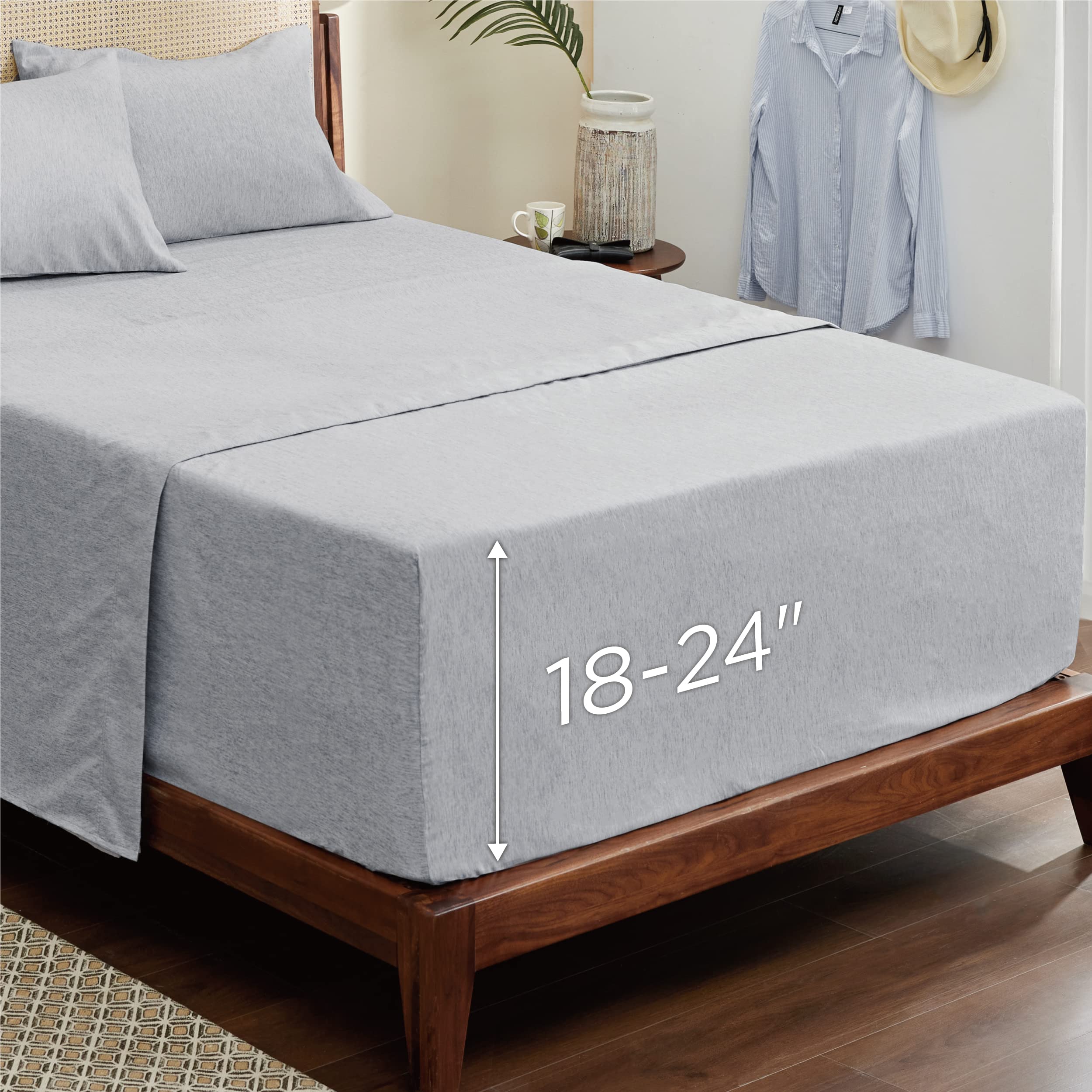 Bedsure 4-Piece Full Size Deep Pocket Sheet Set - Soft Cationic Dyed Bed Sheets for 18-24